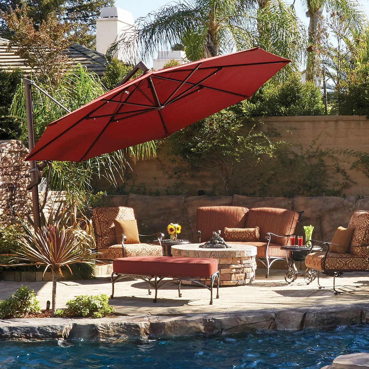 la z boy aberdeen collection rectangular patio umbrella Treasure Garden 8 x 10 ft Outdoor Umbrella Cover available (sold separately) Treasure Garden Starlux AKZ PLUS