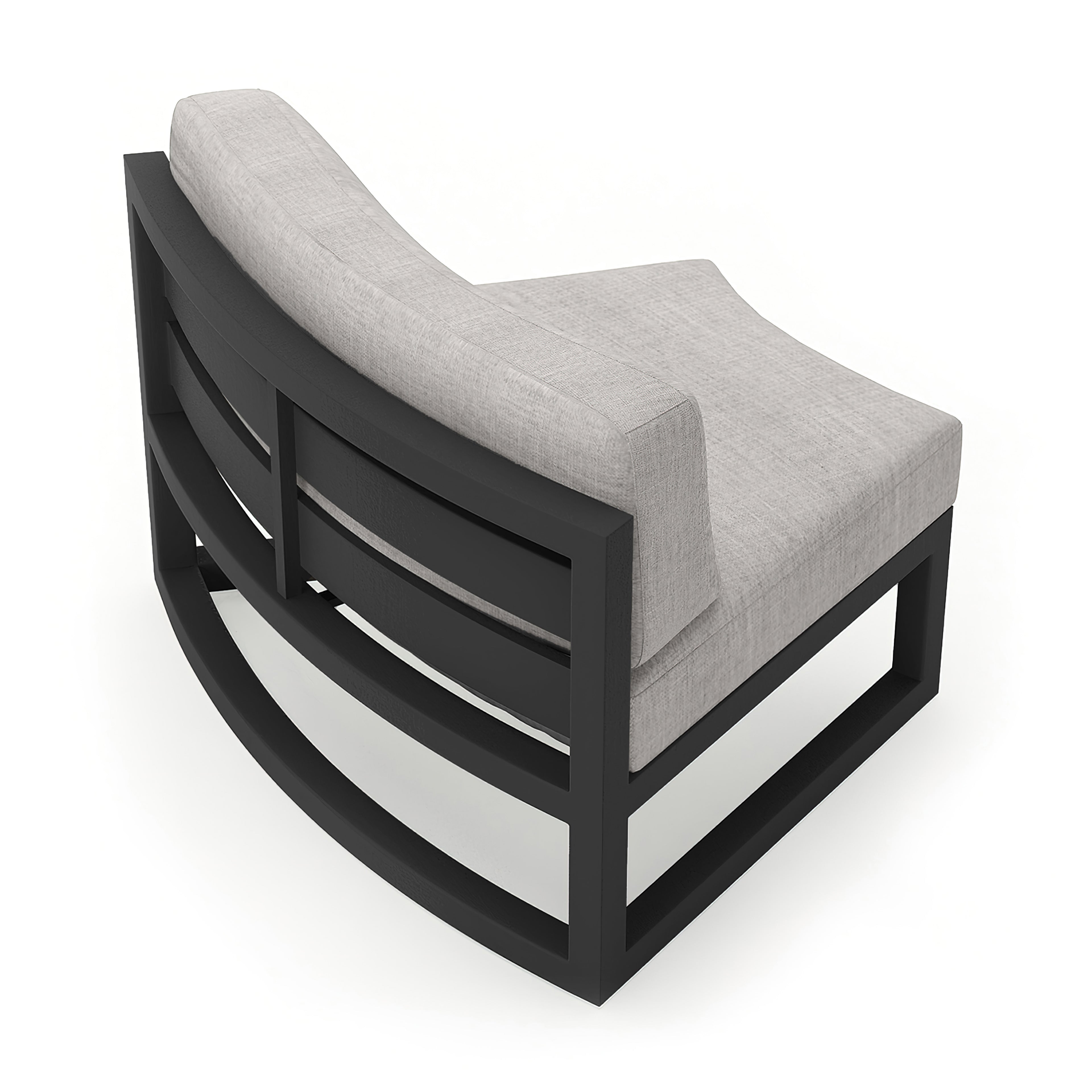 Avion Aluminum Curve Seat (Set of 2)#Finish_Black#Fabric_Cast Silver
