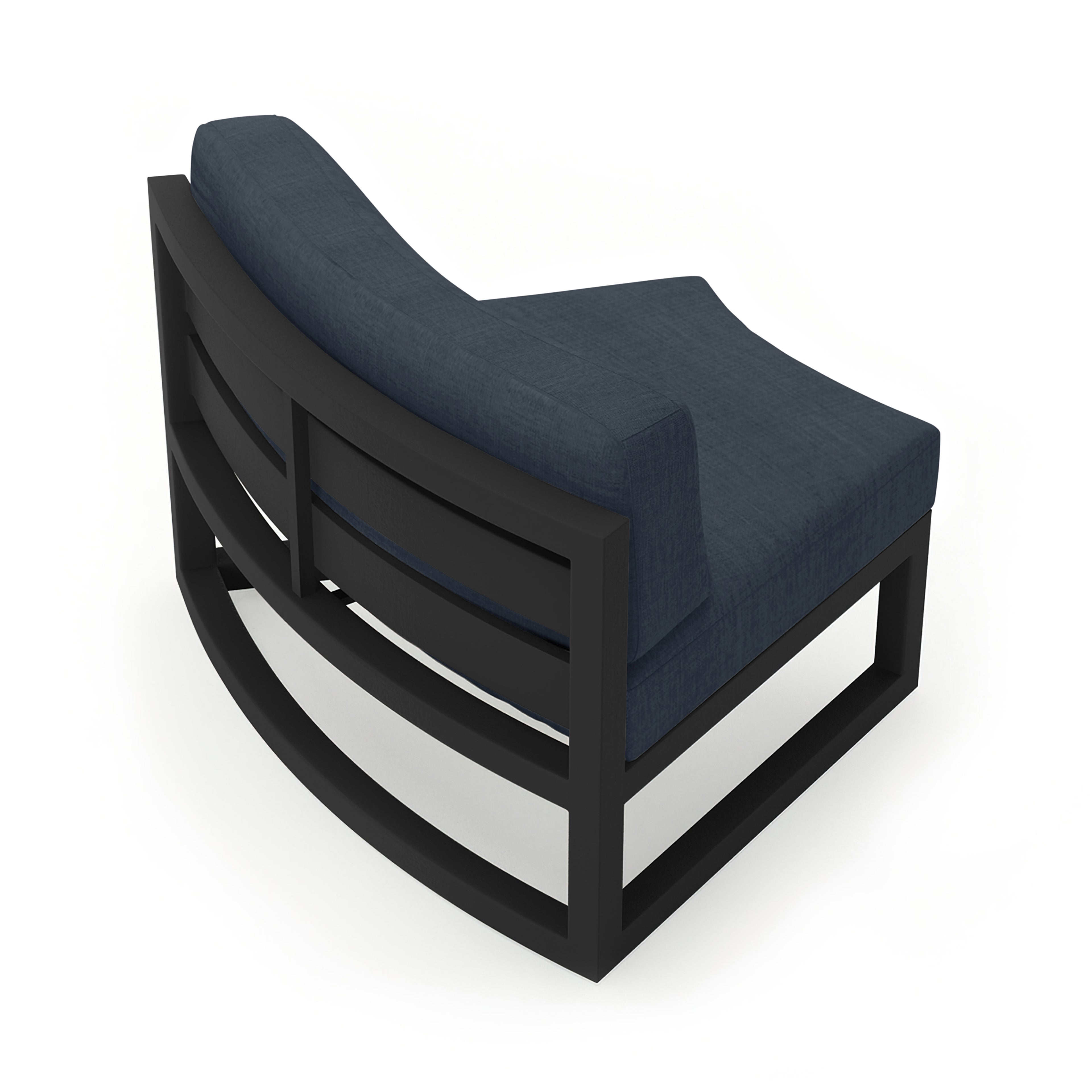 Avion Aluminum Curve Seat (Set of 2)#Finish_Black#Fabric_Spectrum Indigo