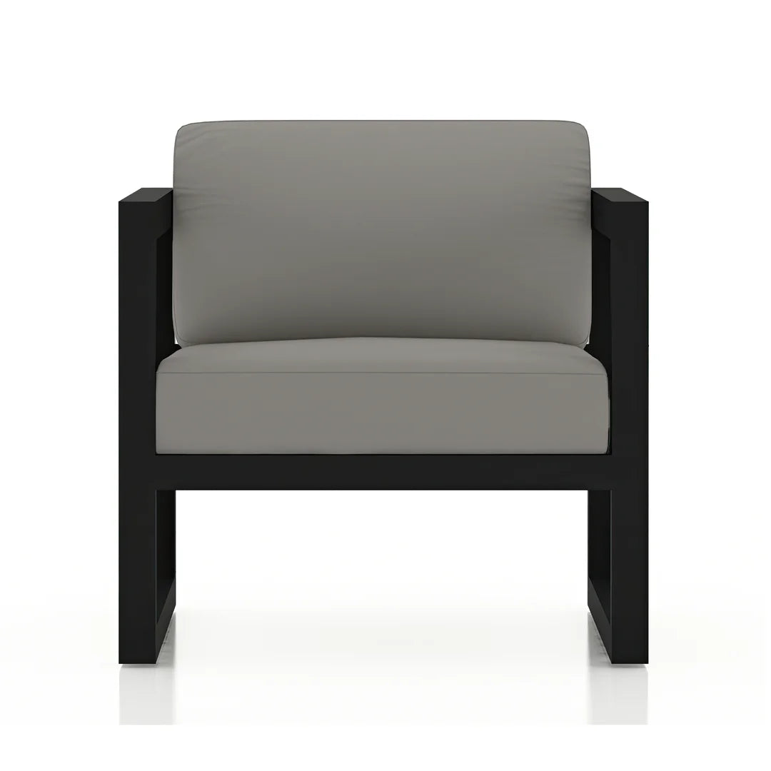Avion Classic 3 Piece Aluminum Sofa Set#Finish_Black#Fabric_Canvas Charcoal