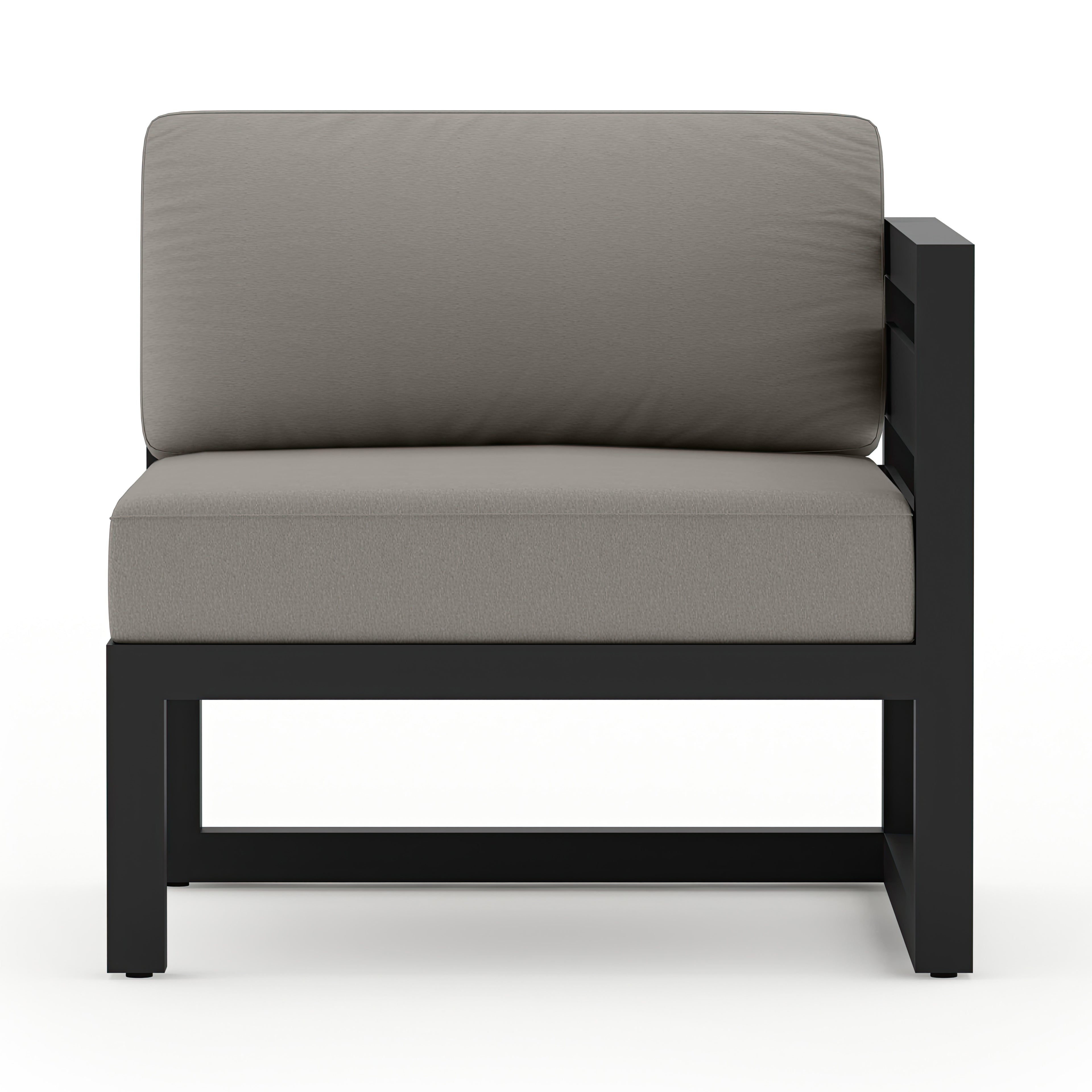 Avion Classic 5 Piece Aluminum Sectional Set#Finish_Black#Fabric_Canvas Charcoal