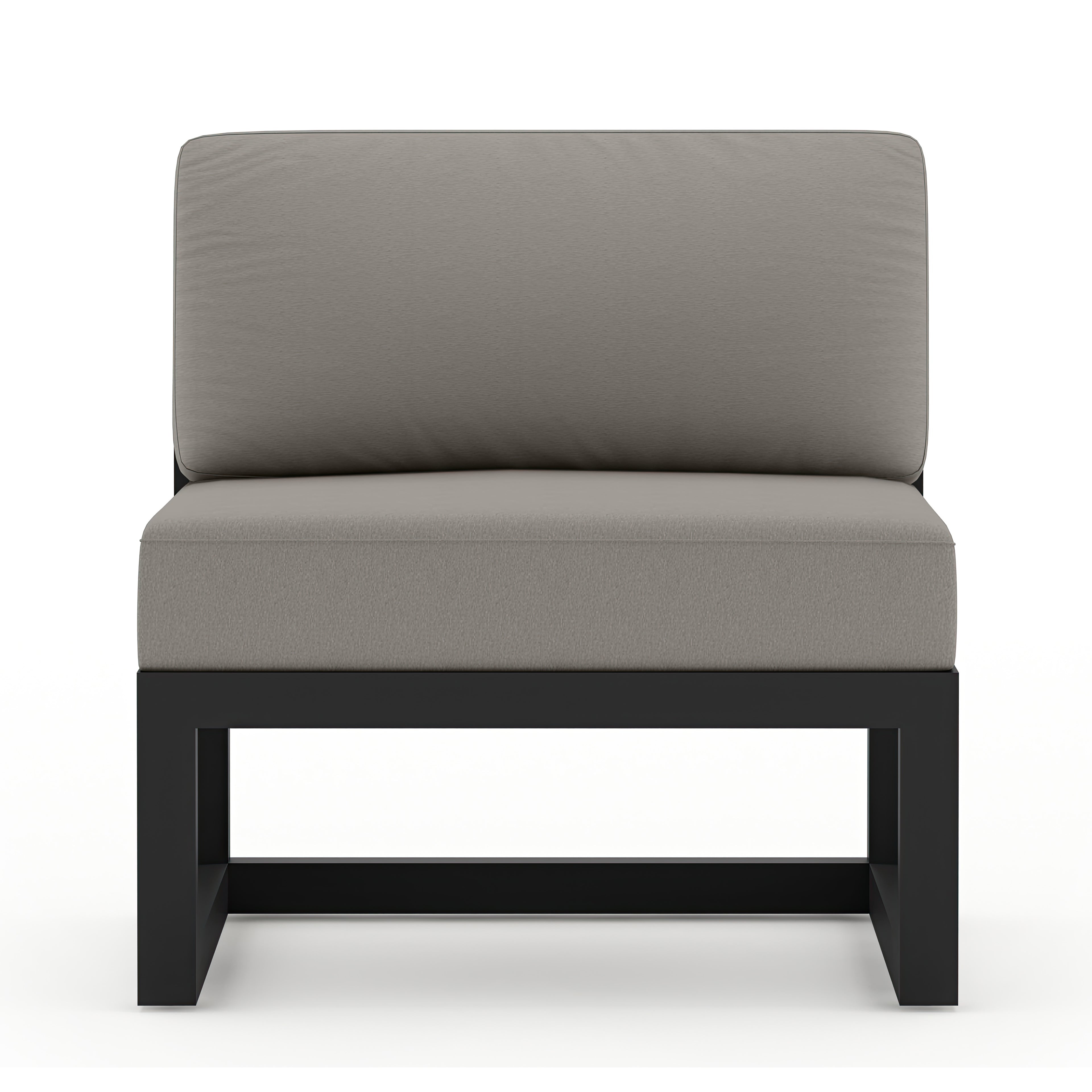 Avion Classic 5 Piece Aluminum Sectional Set#Finish_Black#Fabric_Canvas Charcoal
