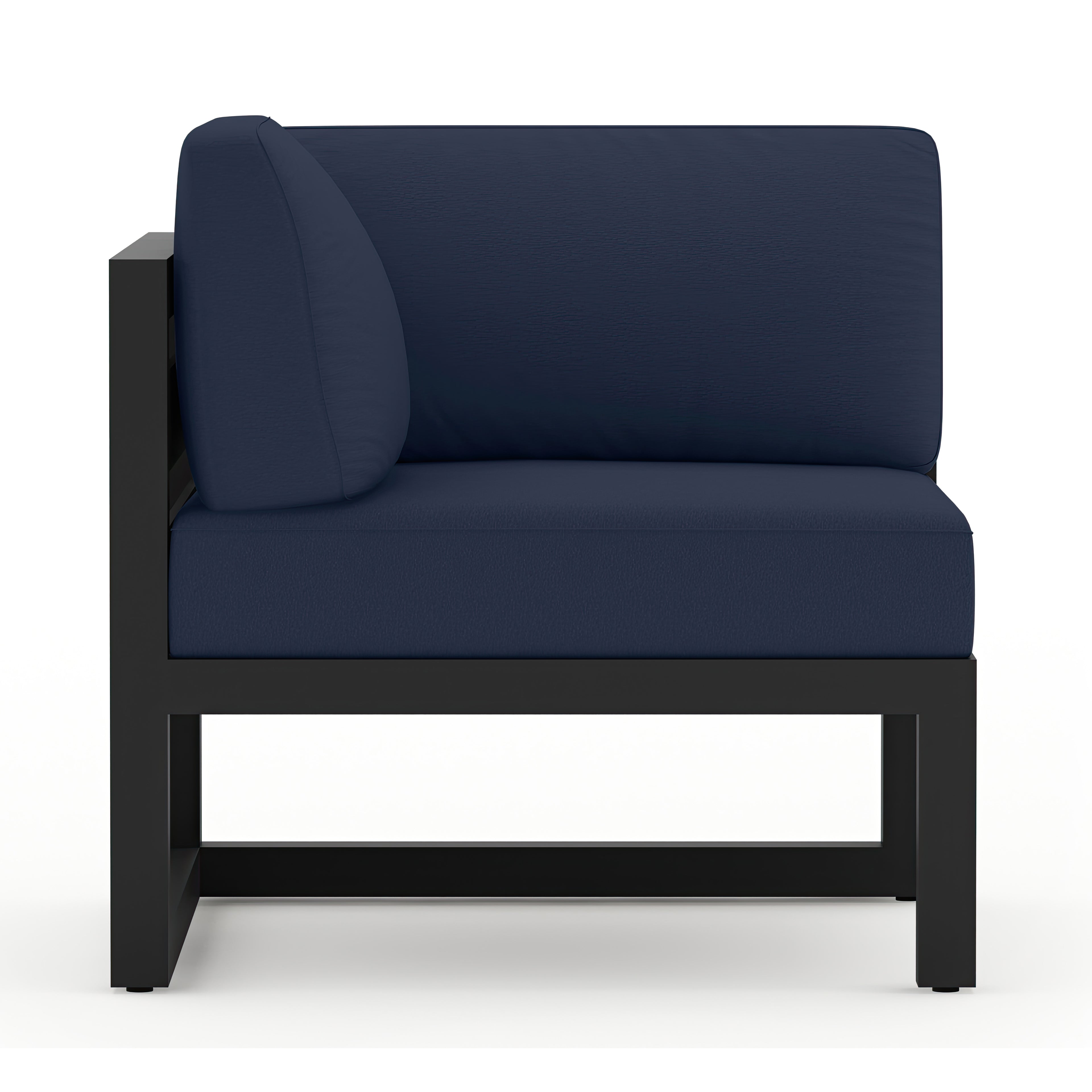 Avion Classic 5 Piece Aluminum Sectional Set#Finish_Black#Fabric_Spectrum Indigo