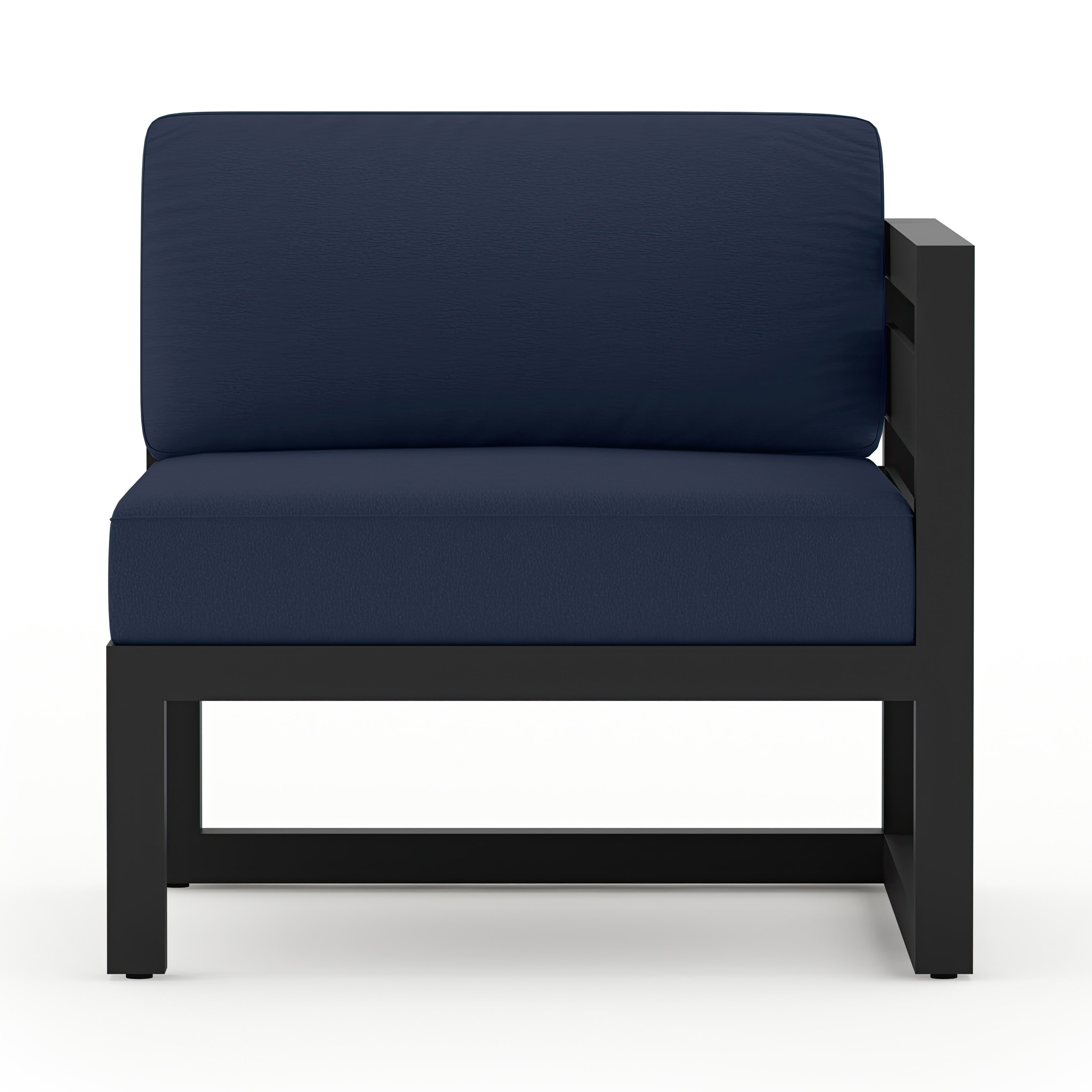Avion Classic 5 Piece Aluminum Sectional Set#Finish_Black#Fabric_Spectrum Indigo