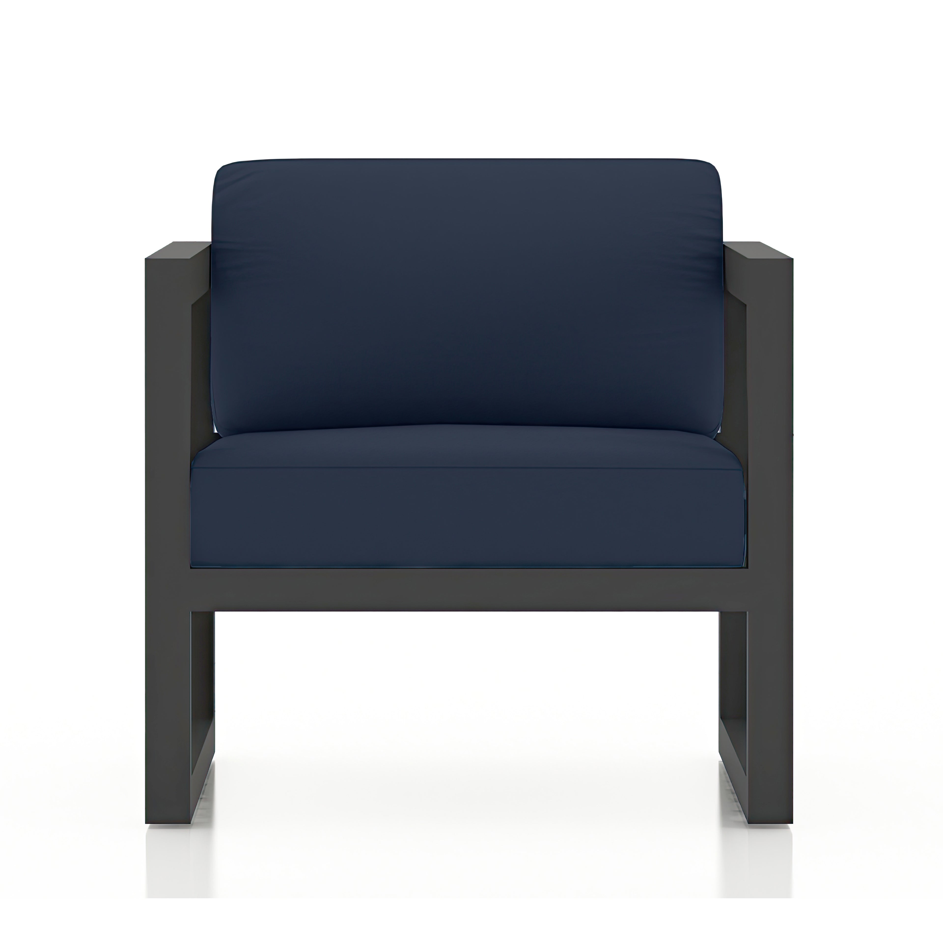 Avion Classic 4 Piece Aluminum Loveseat Set#Finish_Slate#Fabric_Spectrum Indigo