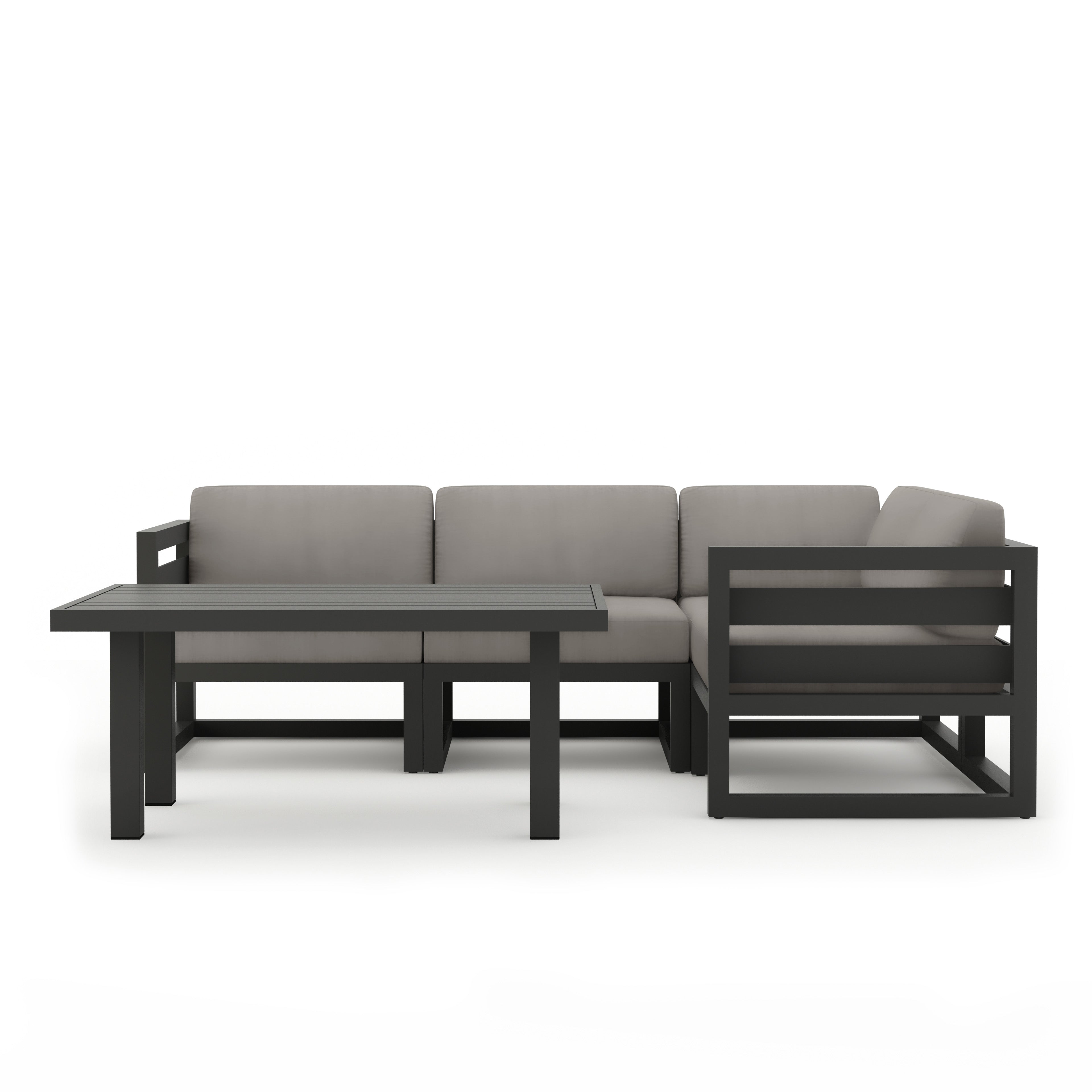 Avion Classic 5 Piece Aluminum Sectional Set#Finish_Slate#Fabric_Canvas Charcoal