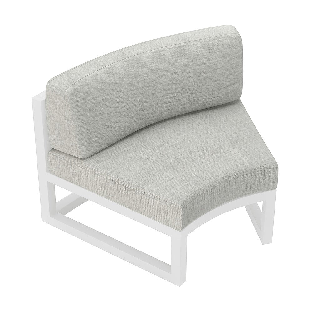 Avion Aluminum Curve Seat (Set of 2)#Finish_White#Fabric_Cast Silver