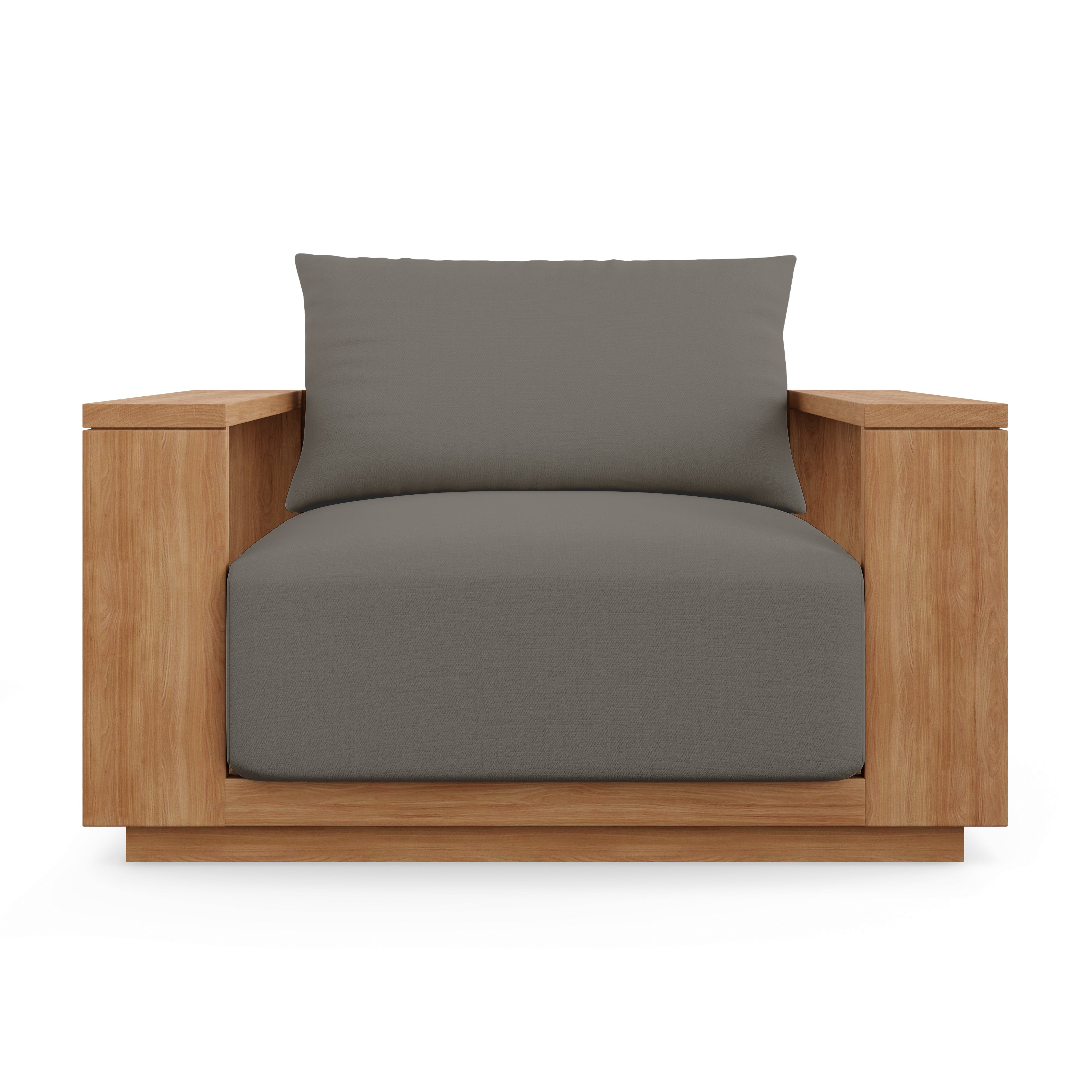 Beja Luxe Club Chair#Finish_Natural Sanded#Fabric_Canvas Charcoal