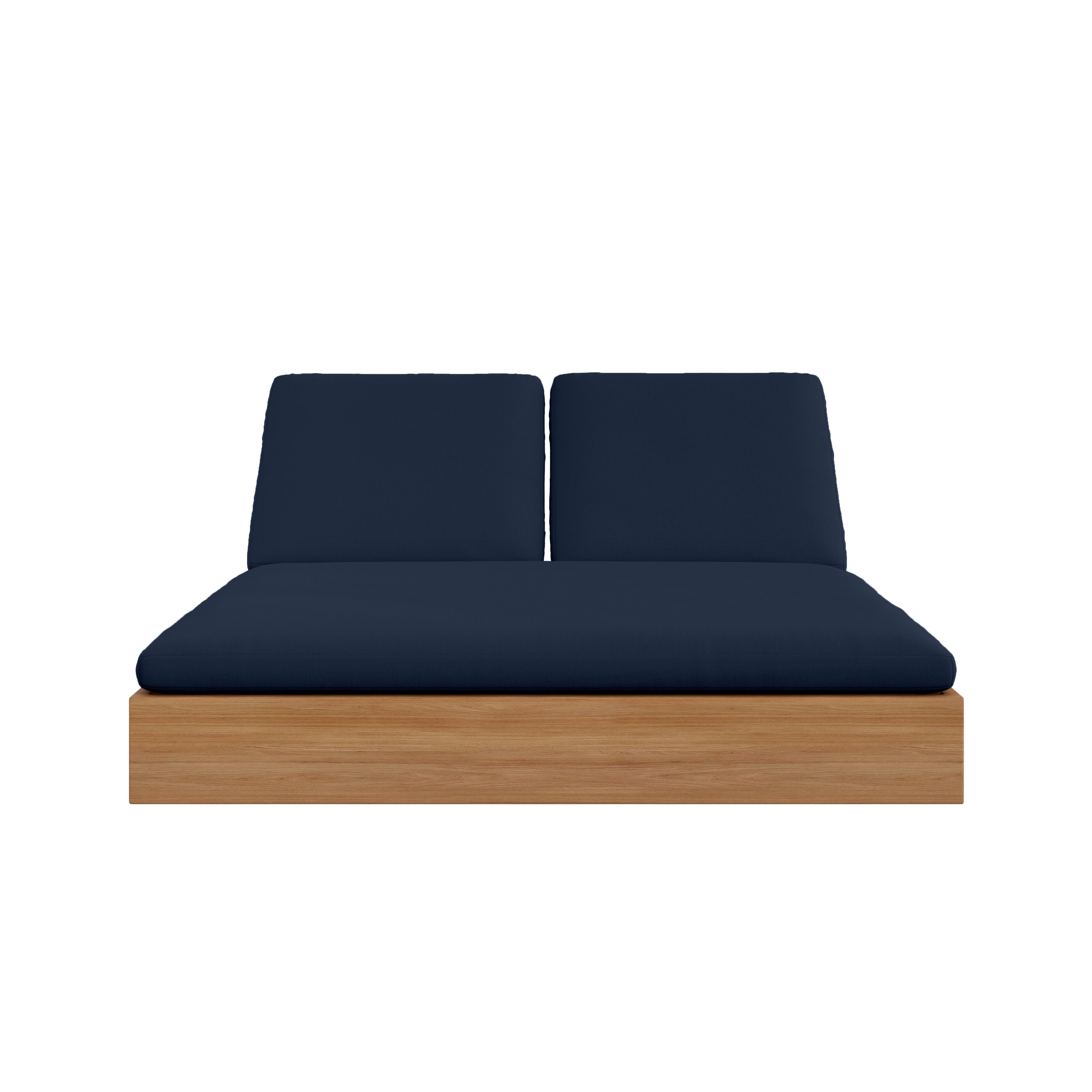 Beja Double Sunbed#Finish_Natural Sanded#Fabric_Spectrum Indigo