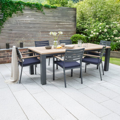 Elba 7-Piece Dining Set with Spectrum Indigo Cushions