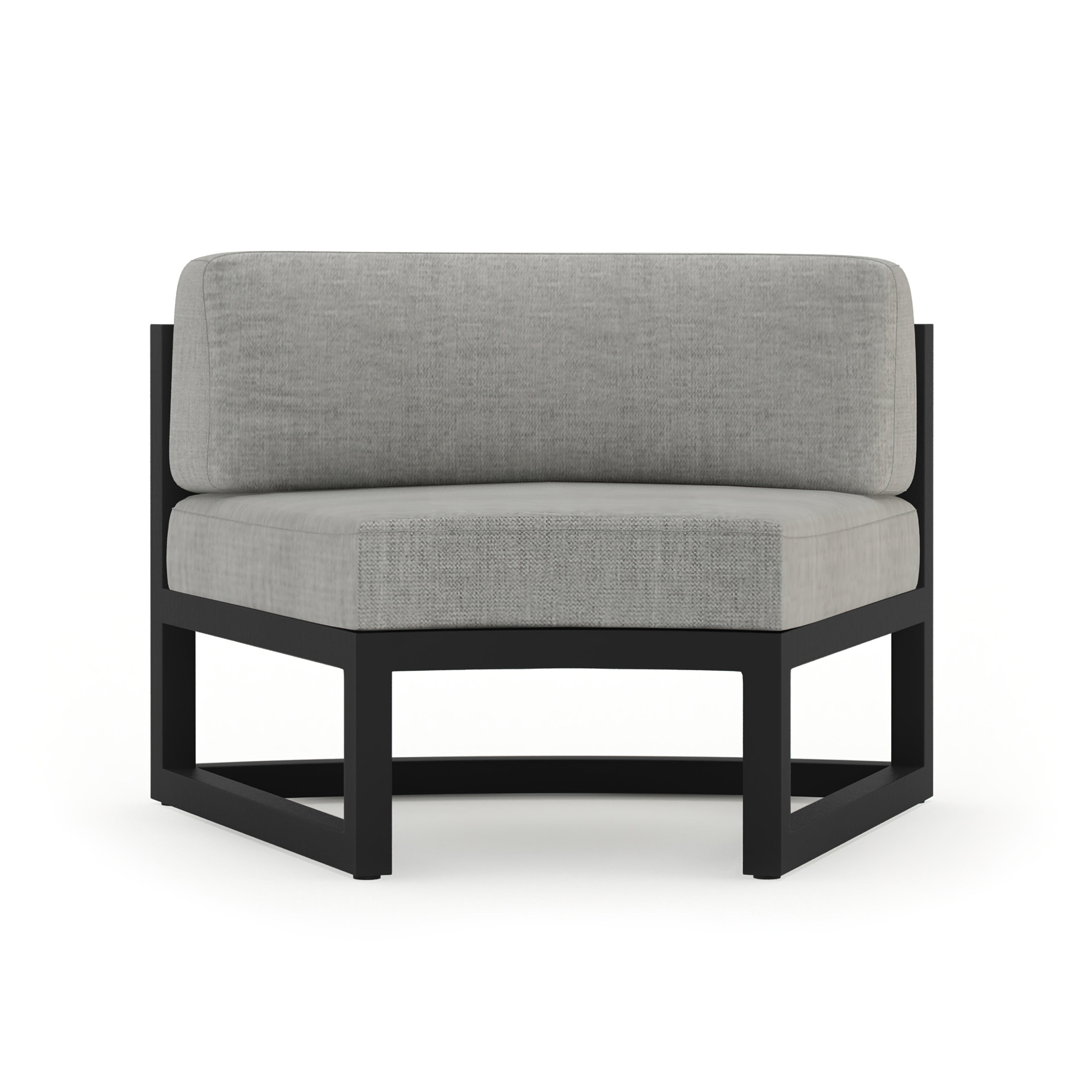 Avion 4 Piece Aluminum Curve Sectional Set#Finish_Black#Fabric_Cast Silver