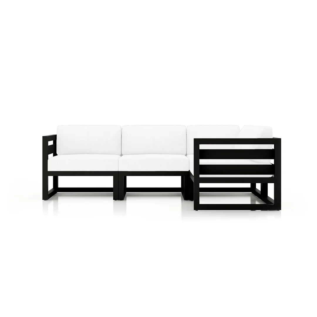 Avion 4 Piece Aluminum Sectional Set#Finish_Black#Fabric_Canvas Natural