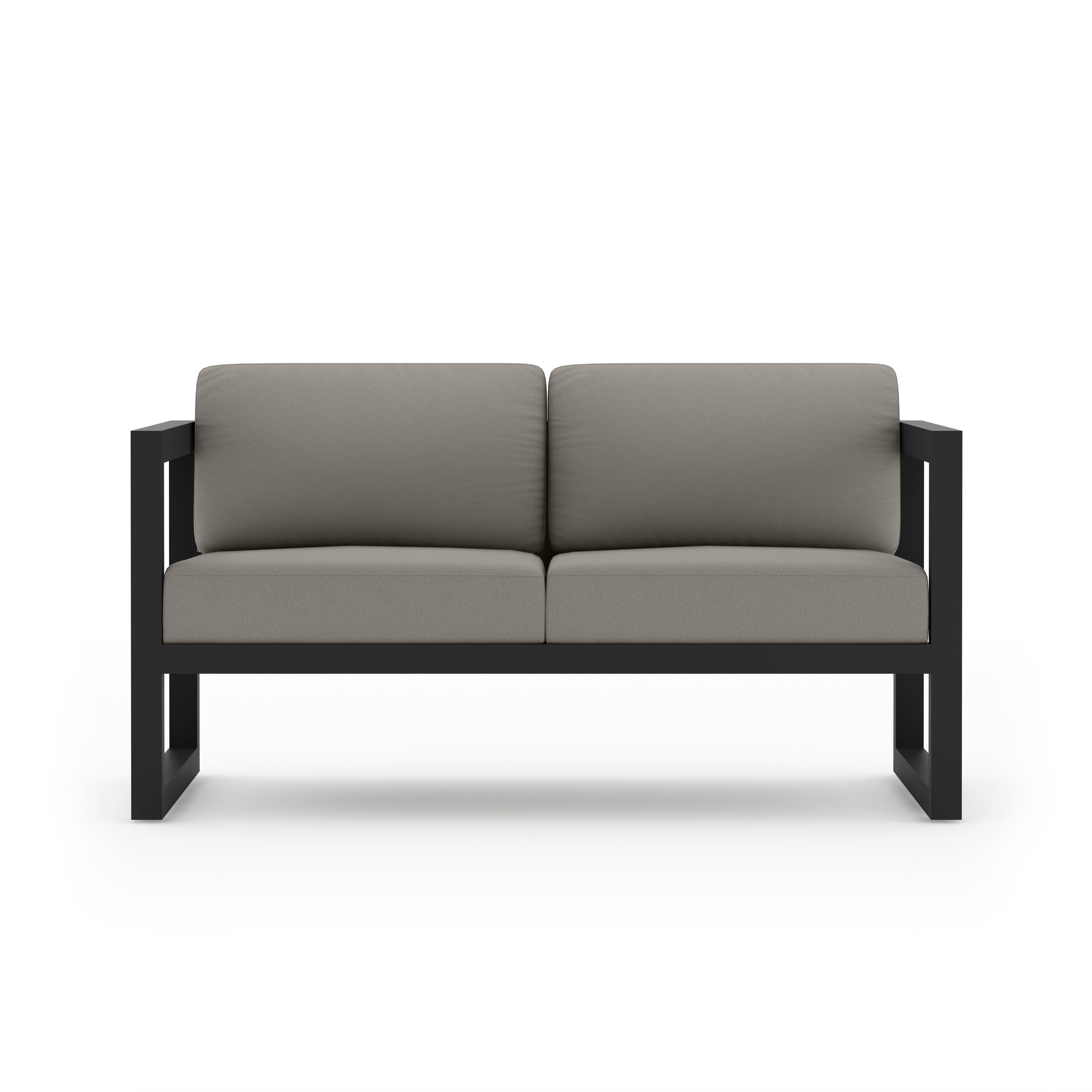 Avion 4 Piece Aluminum Loveseat Set#Finish_Black#Fabric_Canvas Charcoal