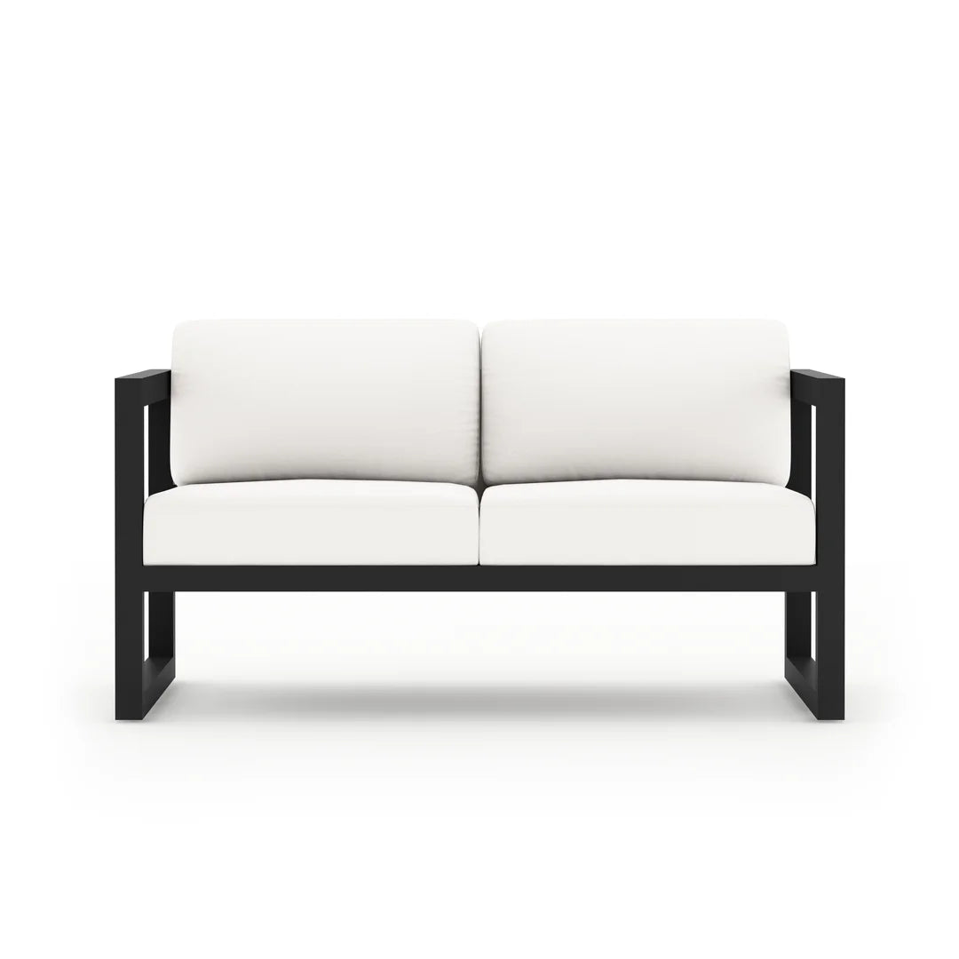 Avion 4 Piece Aluminum Loveseat Set#Finish_Black#Fabric_Canvas Natural