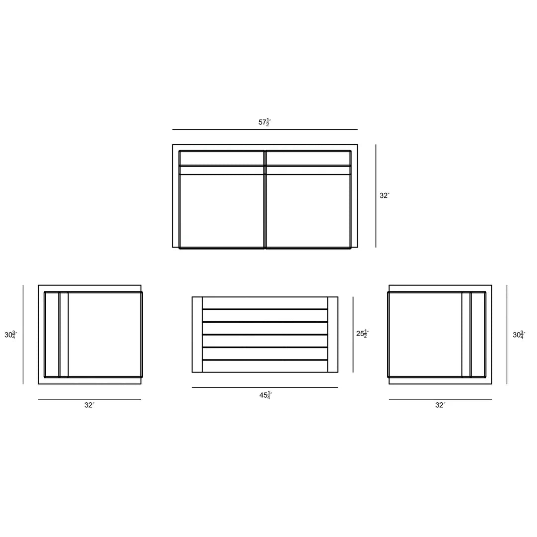 Avion 4 Piece Loveseat Set