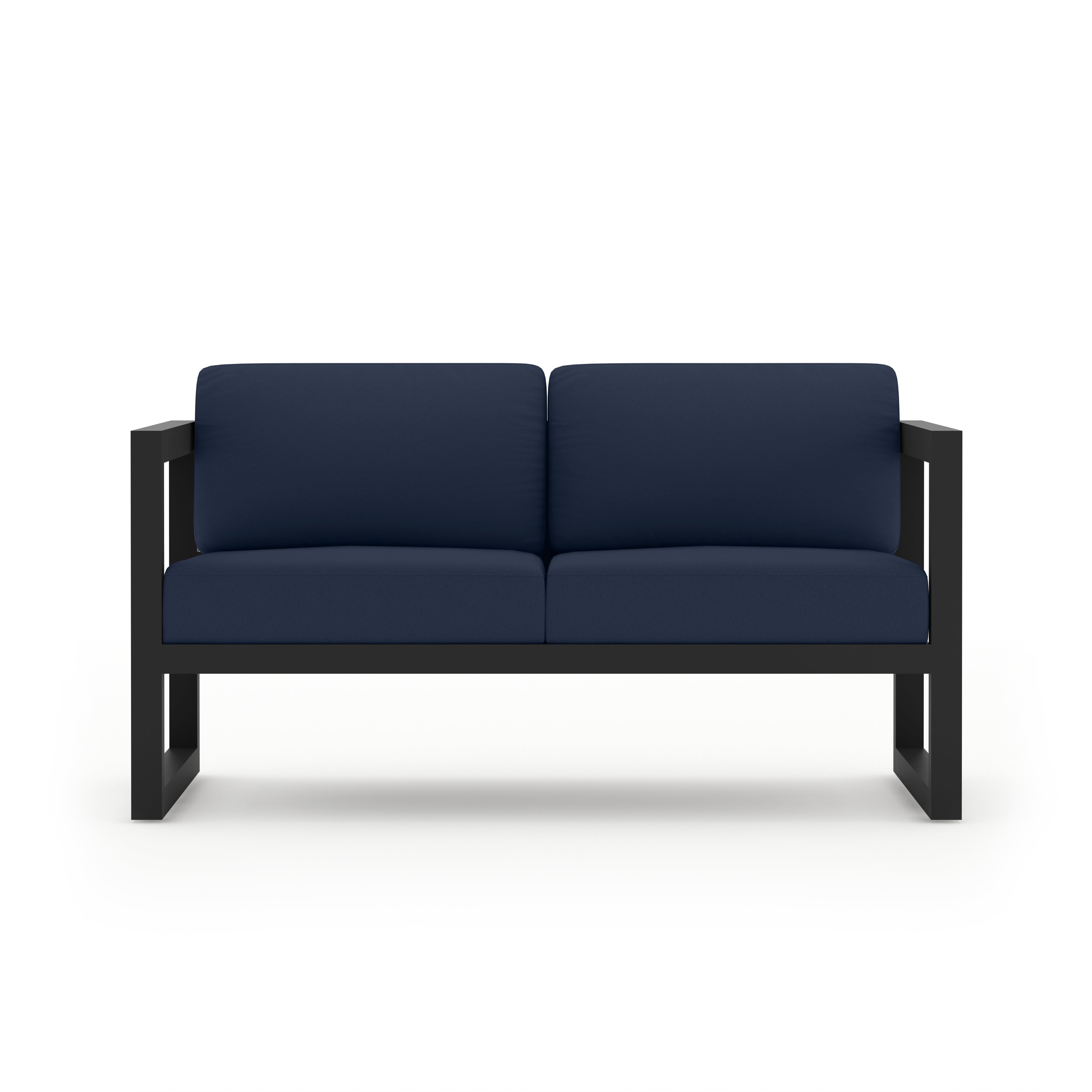 Avion 4 Piece Aluminum Loveseat Set#Finish_Black#Fabric_Spectrum Indigo
