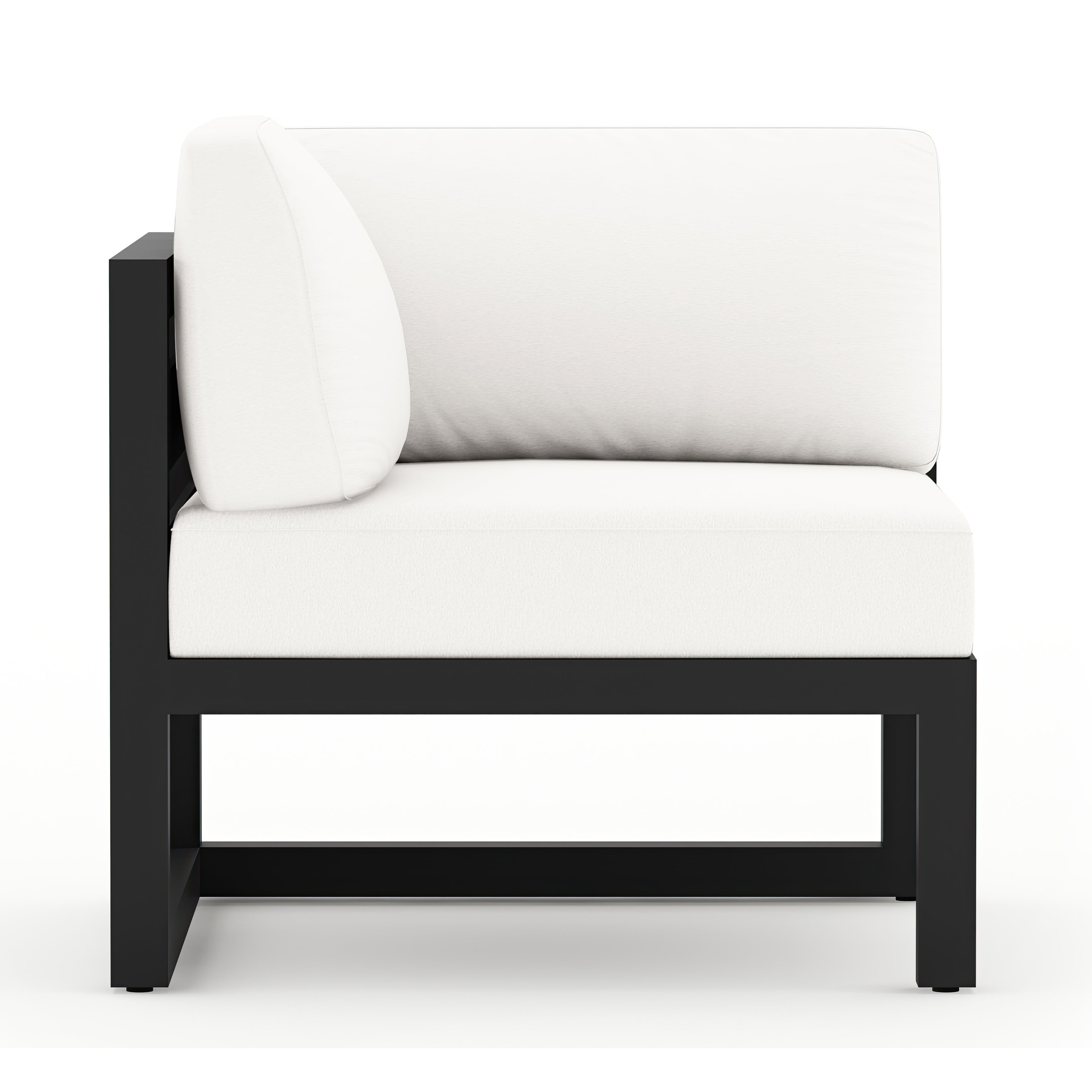 Avion 5 Piece Aluminum Sectional Set#Finish_Black#Fabric_Canvas Natural