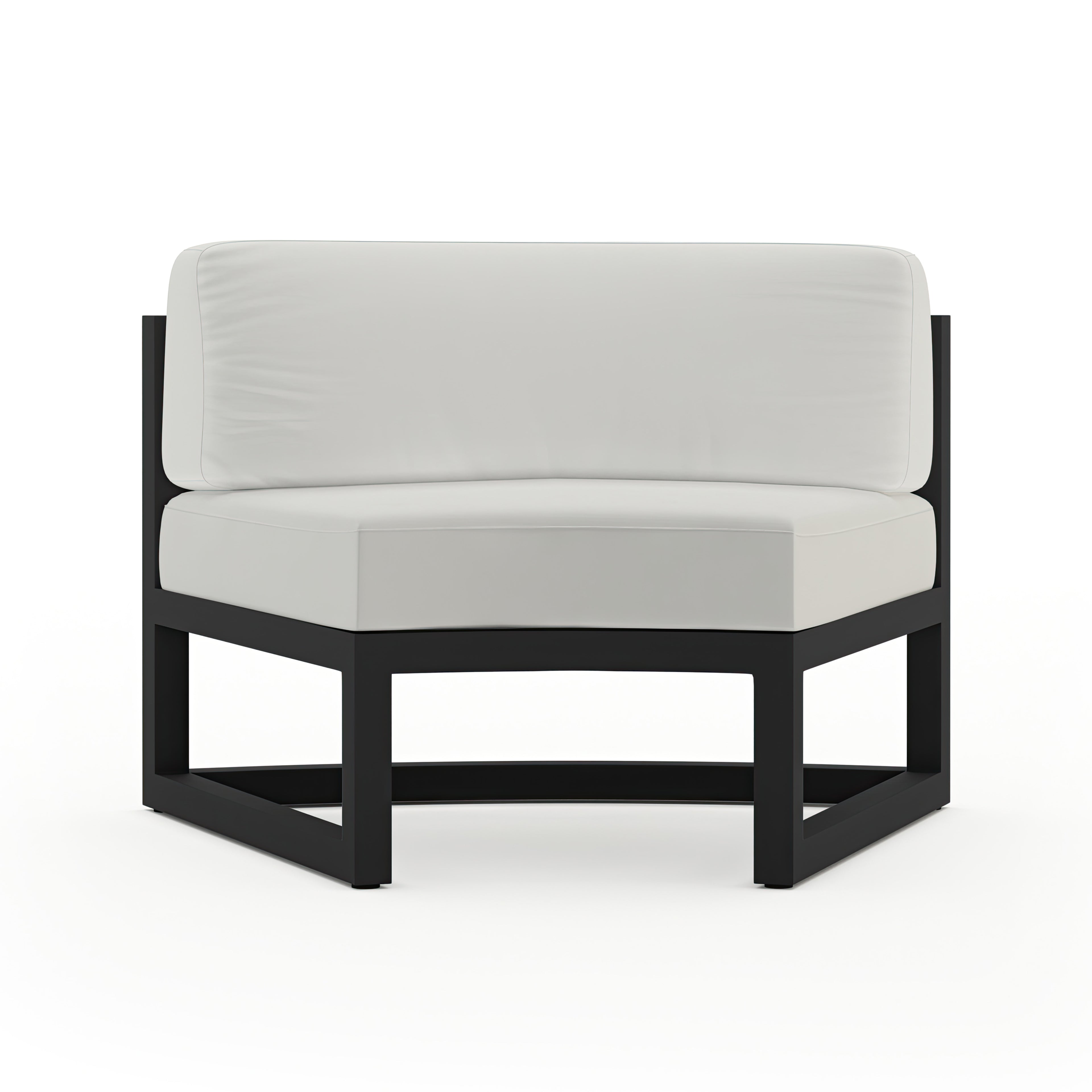 Avion 7 Piece Aluminum Curve Sectional Set#Finish_Black#Fabric_Canvas Natural