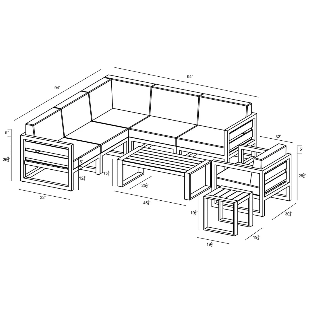 Avion 8 Piece Sectional Set