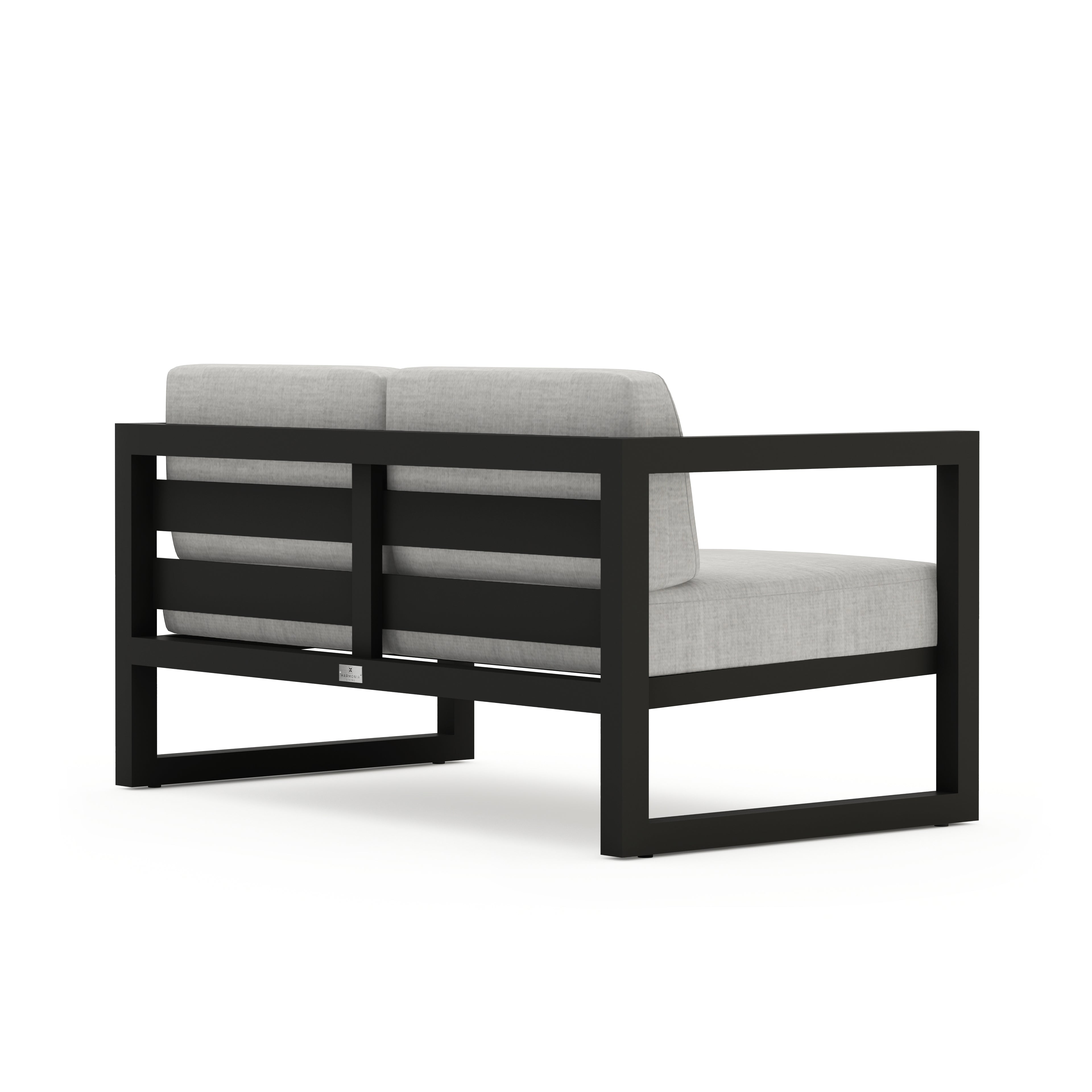 Avion Loveseat#Finish_Black#Fabric_Cast Silver