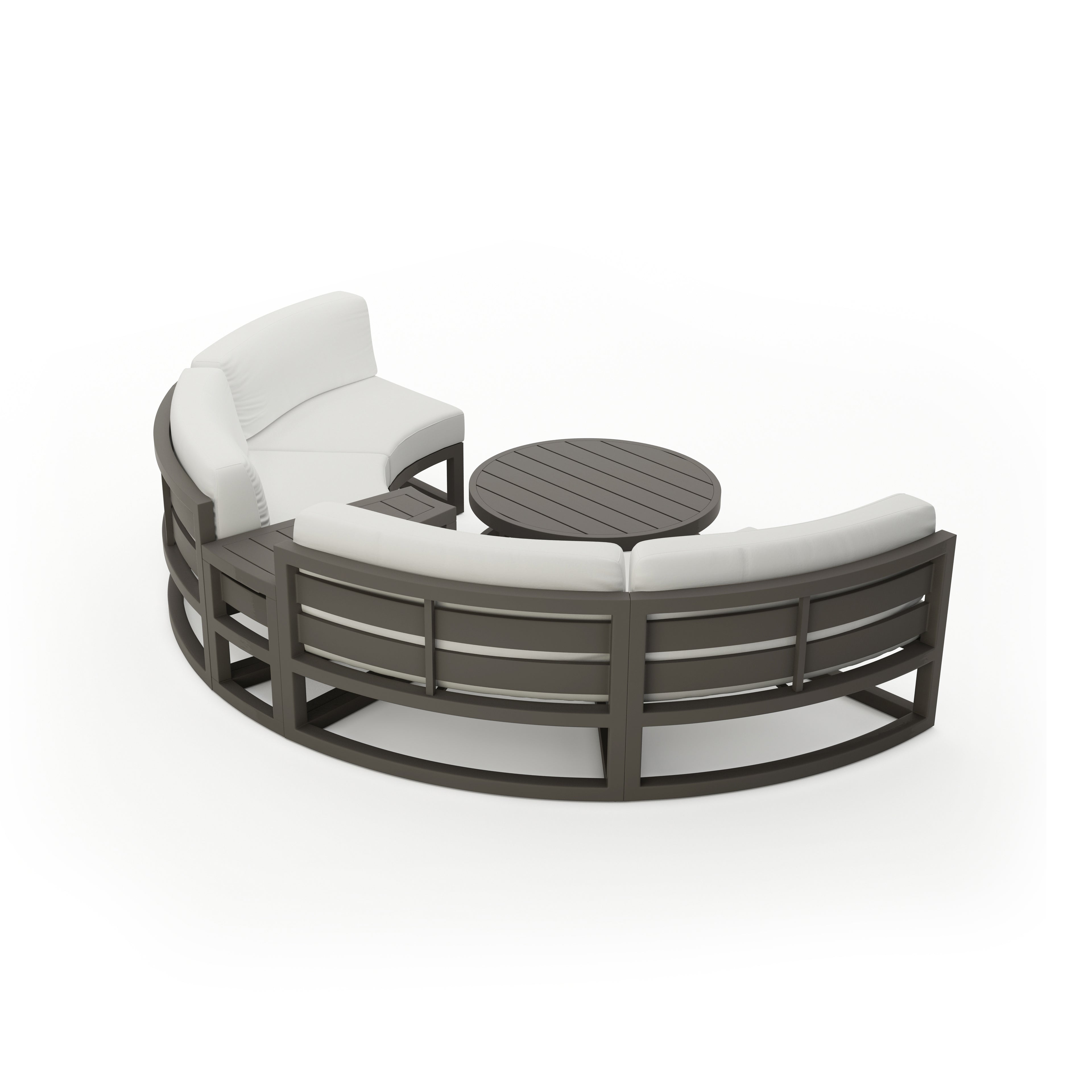 Avion 4 Piece Aluminum Curve Sectional Set#Finish_Slate#Fabric_Canvas Natural