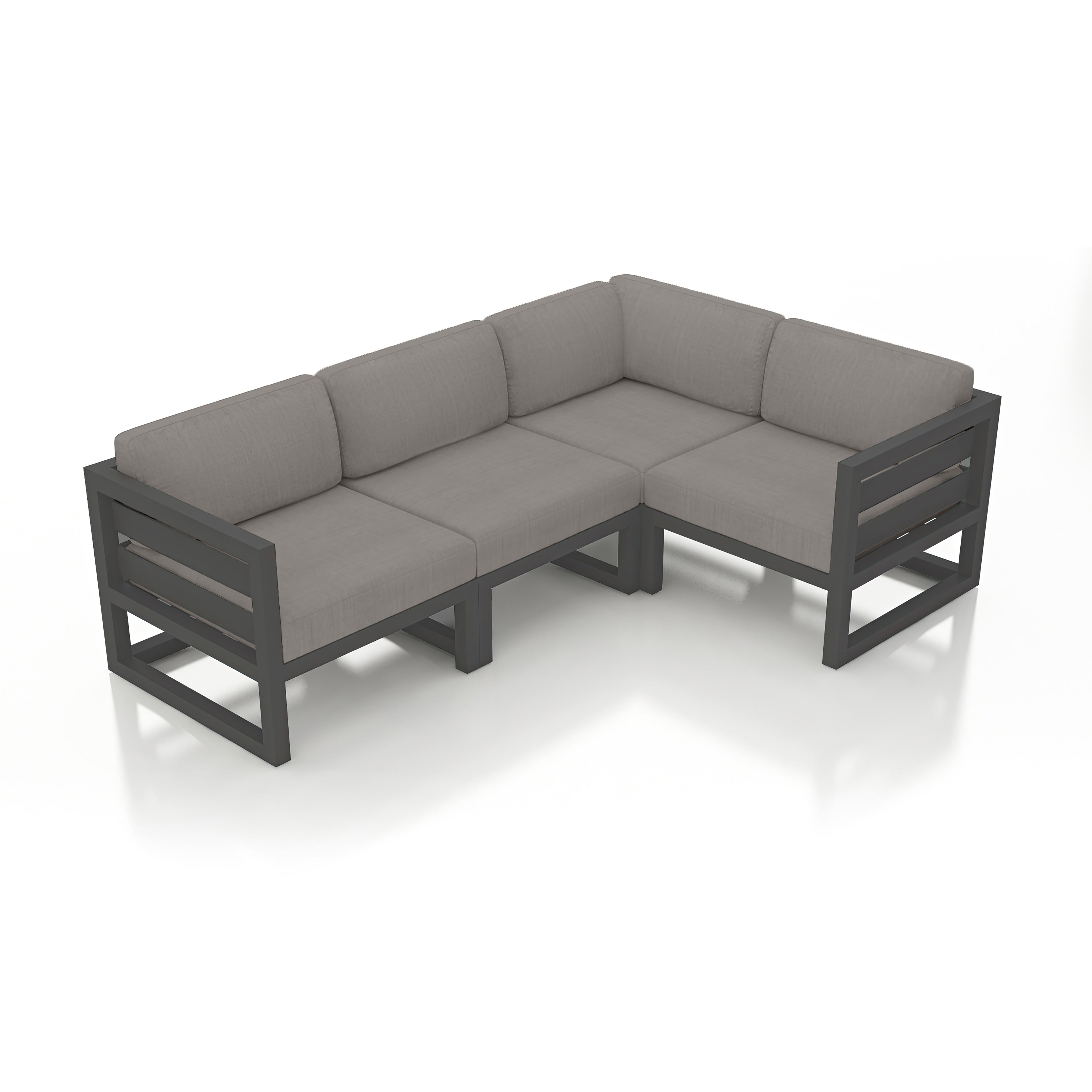 Avion 4 Piece Aluminum Sectional Set#Finish_Slate#Fabric_Canvas Charcoal