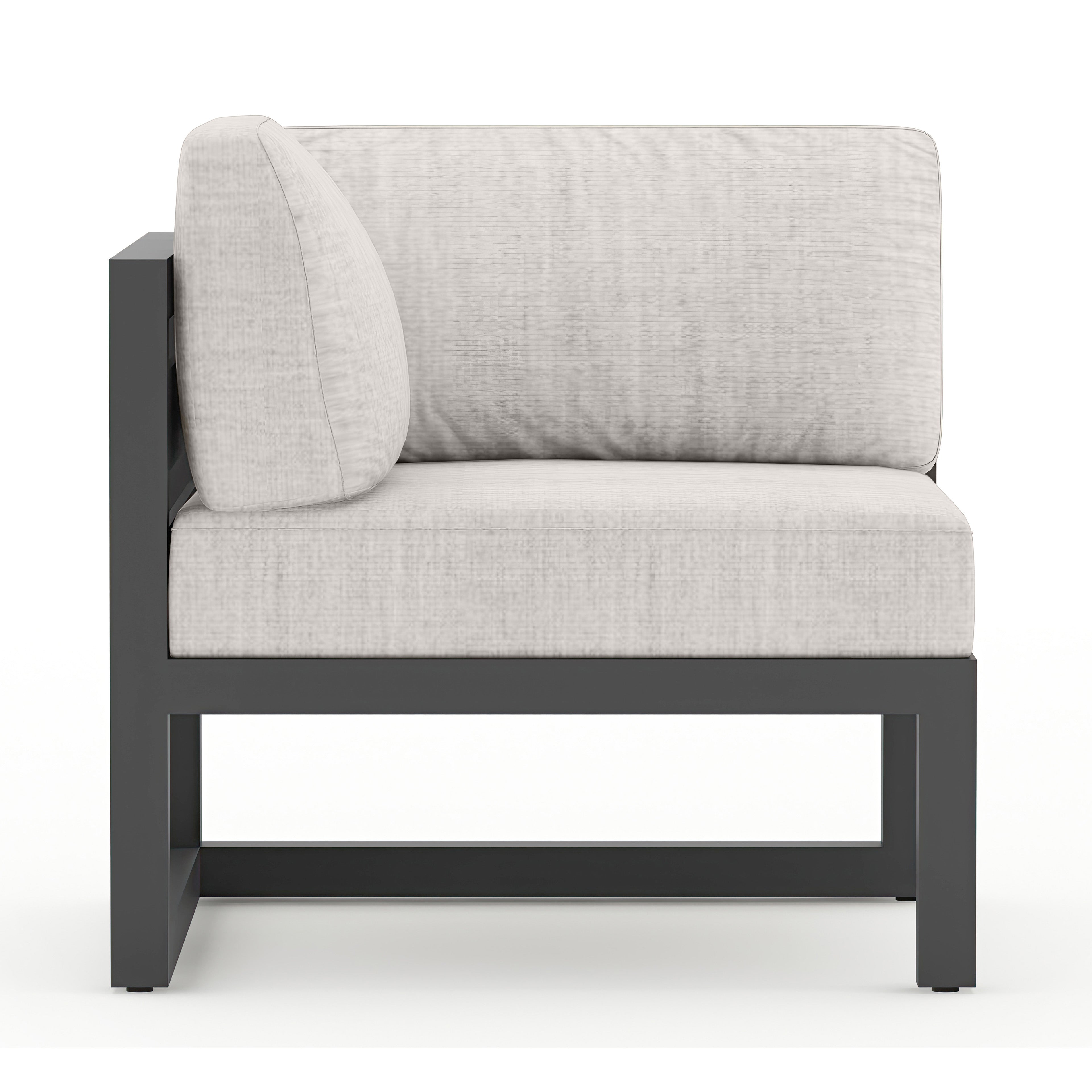 Avion 4 Piece Aluminum Sectional Set#Finish_Slate#Fabric_Cast Silver