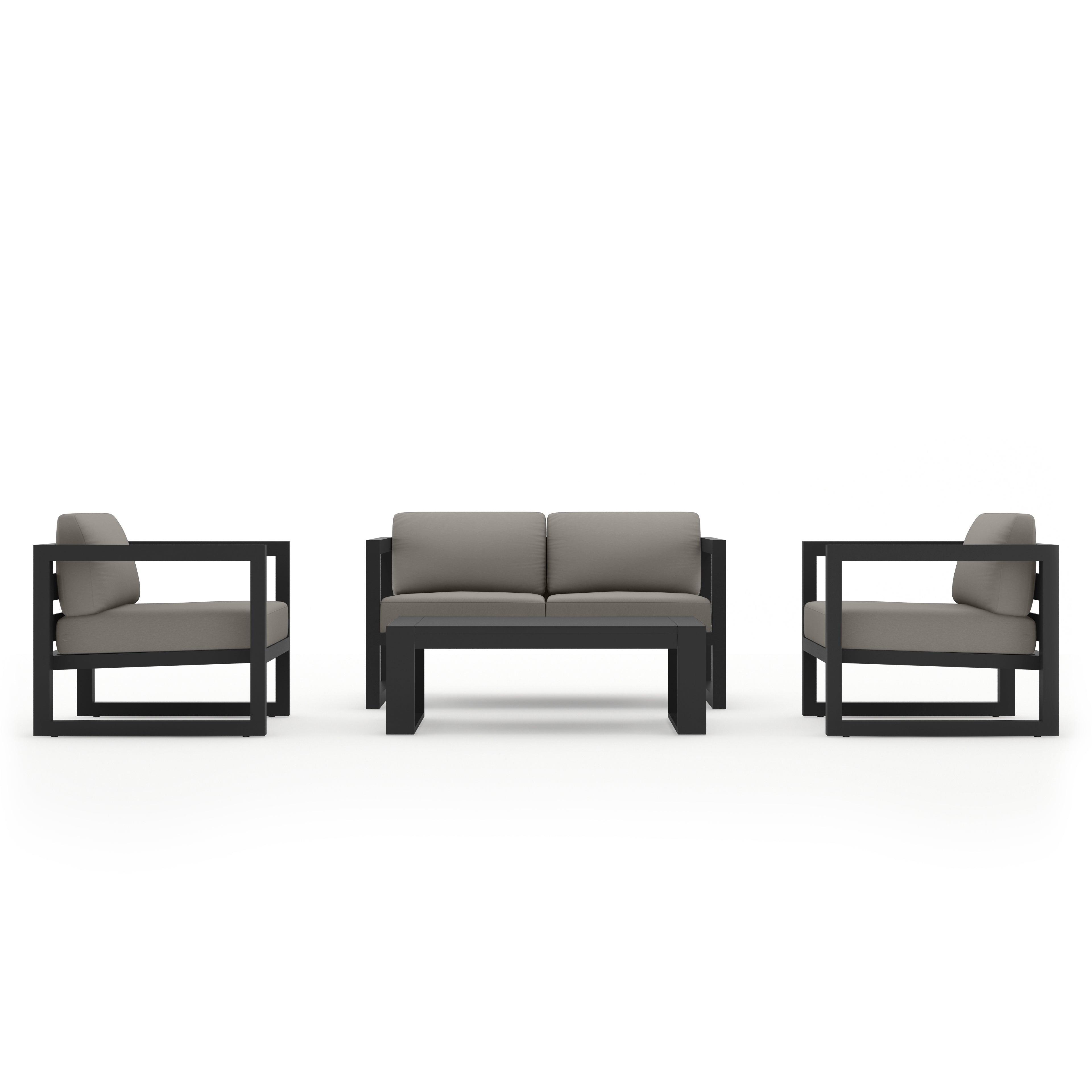 Avion 4 Piece Aluminum Loveseat Set#Finish_Slate#Fabric_Canvas Charcoal