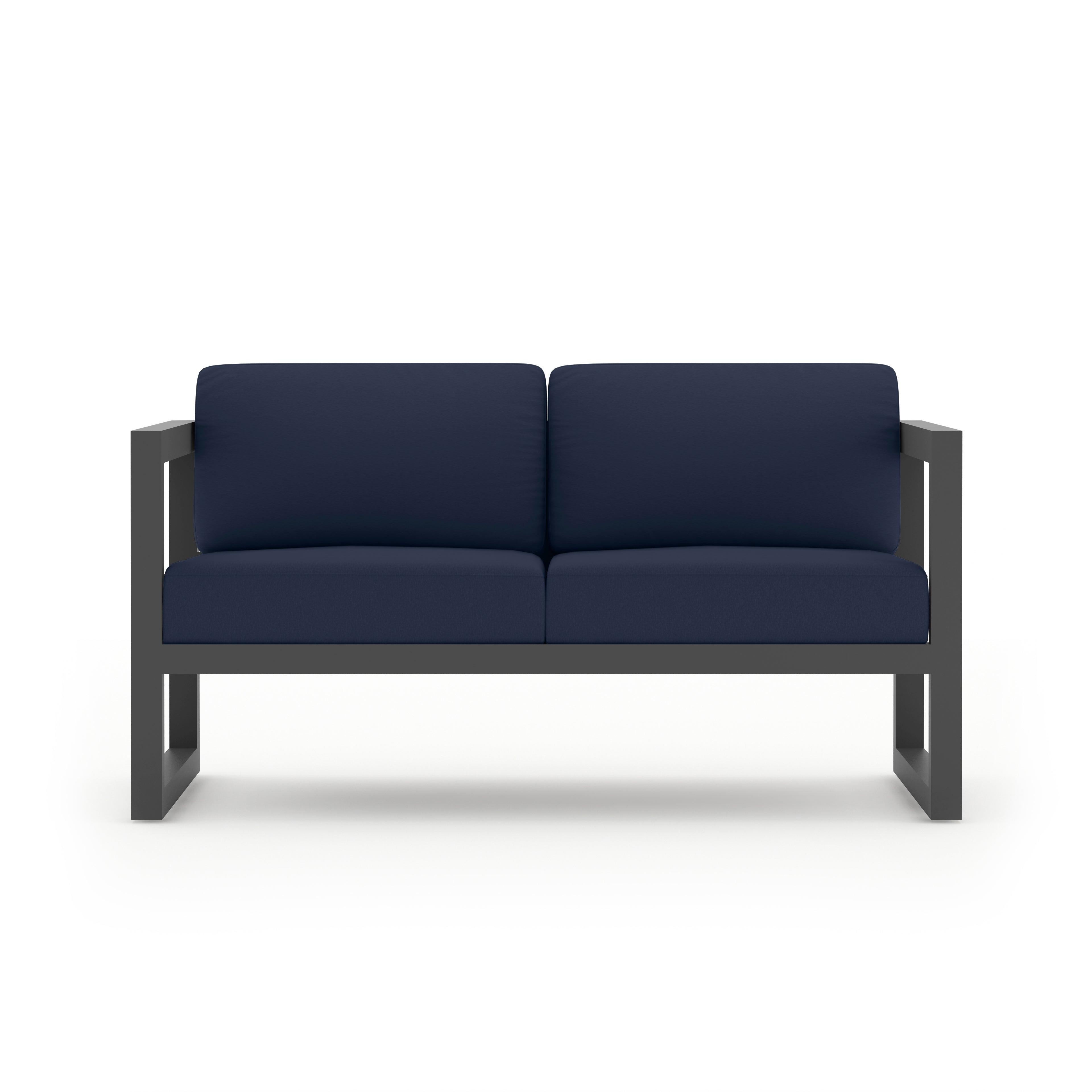 Avion 4 Piece Aluminum Loveseat Set#Finish_Slate#Fabric_Spectrum Indigo