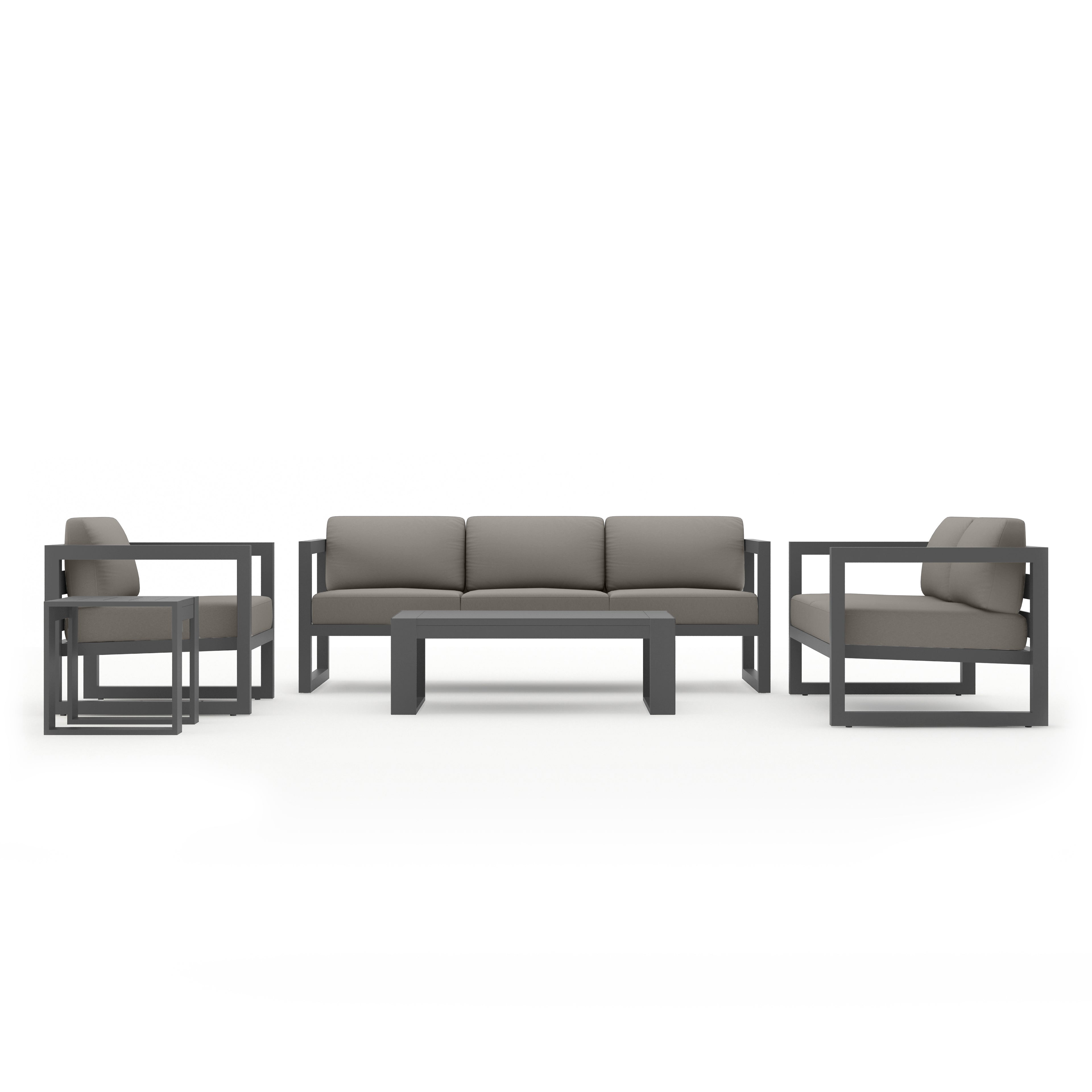 Avion 5 Piece Aluminum Sofa Set#Finish_Slate#Fabric_Canvas Charcoal