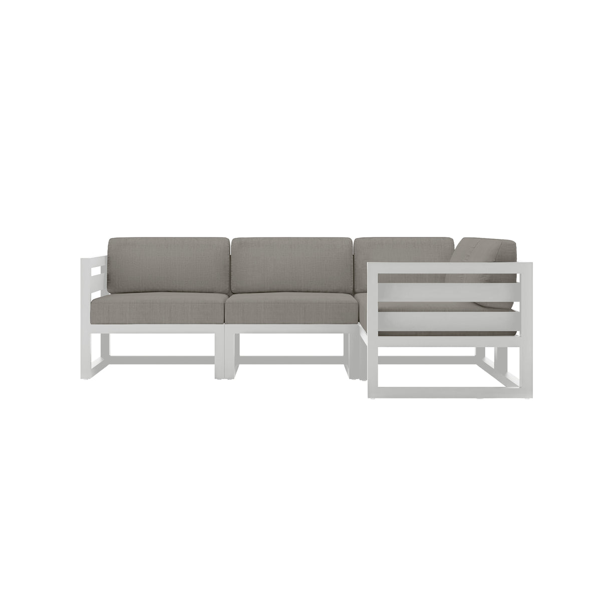Avion 4 Piece Aluminum Sectional Set#Finish_White#Fabric_Canvas Charcoal