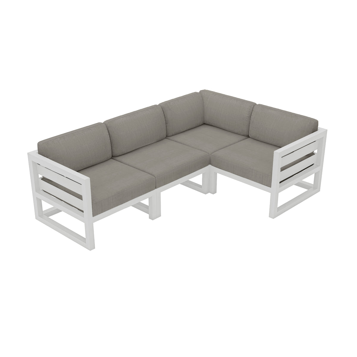 Avion 4 Piece Aluminum Sectional Set#Finish_White#Fabric_Canvas Charcoal