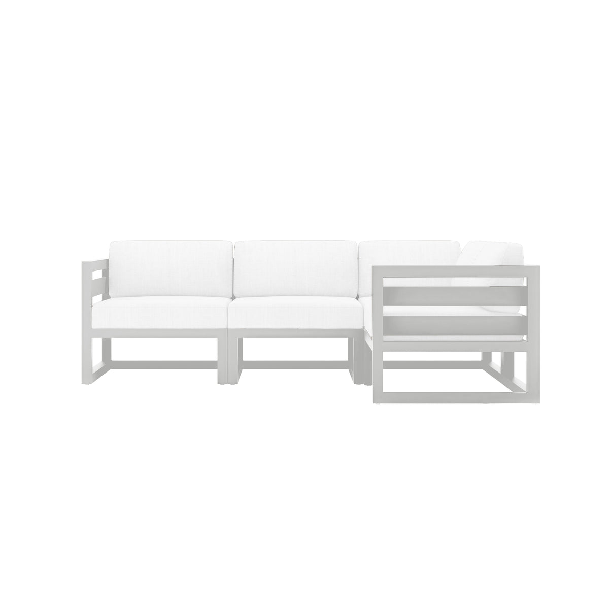 Avion 4 Piece Aluminum Sectional Set#Finish_White#Fabric_Canvas Natural