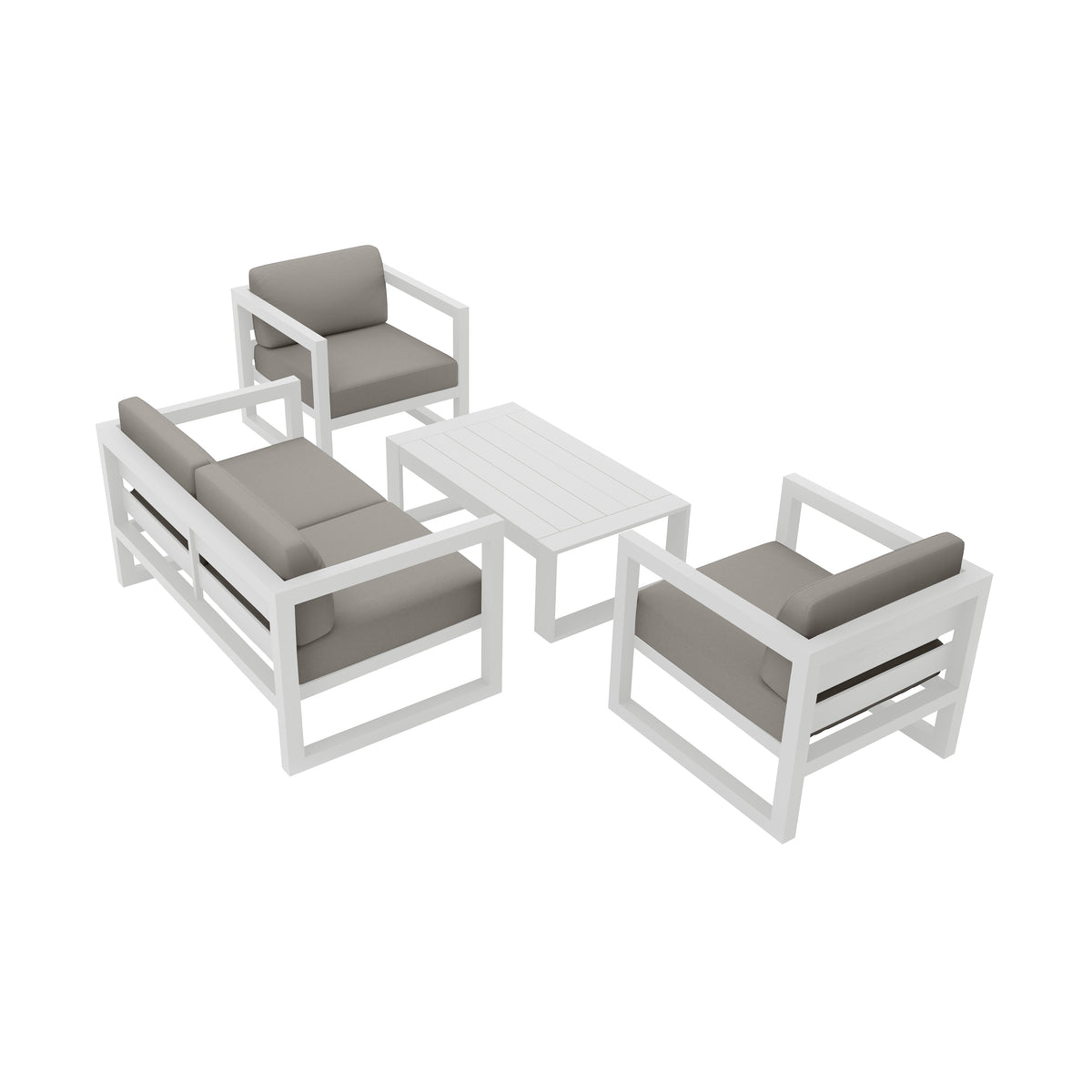 Avion 4 Piece Aluminum Loveseat Set#Finish_White#Fabric_Canvas Charcoal
