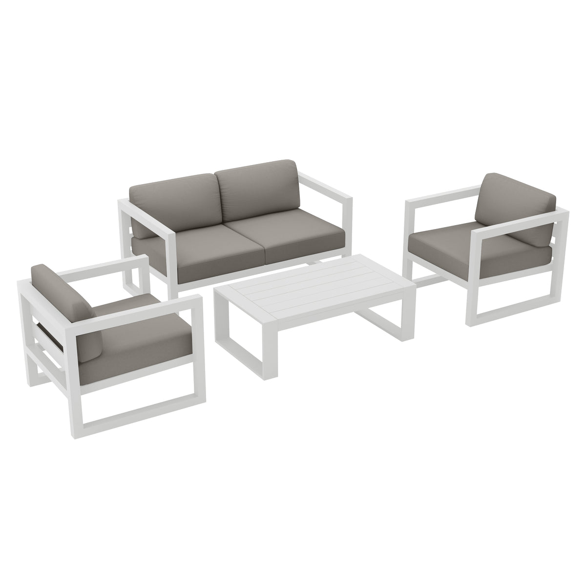 Avion 4 Piece Aluminum Loveseat Set#Finish_White#Fabric_Canvas Charcoal
