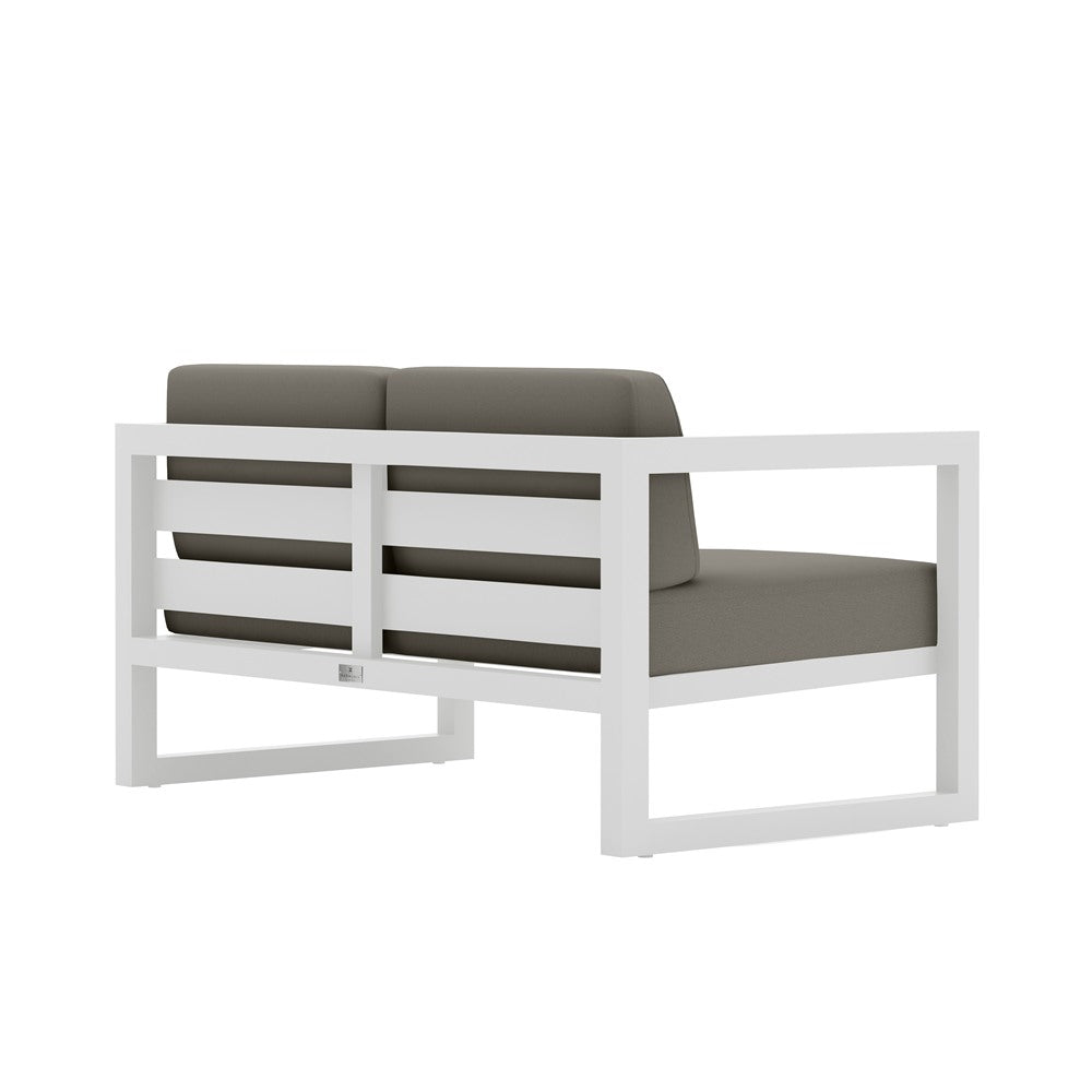 Avion Loveseat#Finish_White#Fabric_Canvas Charcoal