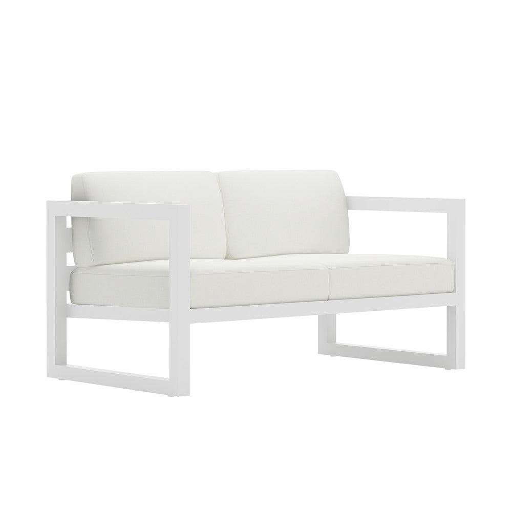 Avion Loveseat#Finish_White#Fabric_Canvas Natural