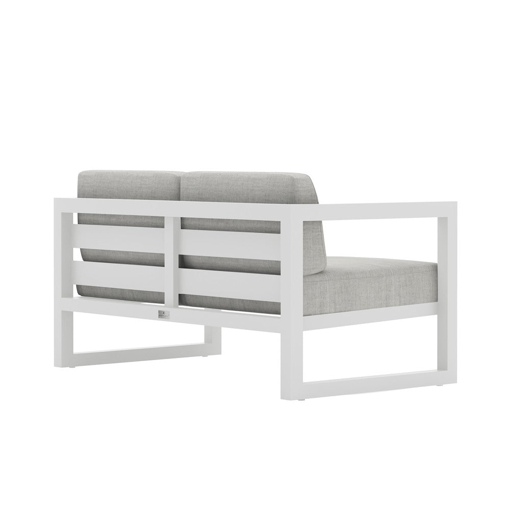Avion Loveseat#Finish_White#Fabric_Cast Silver