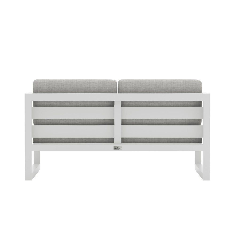 Avion Loveseat#Finish_White#Fabric_Cast Silver
