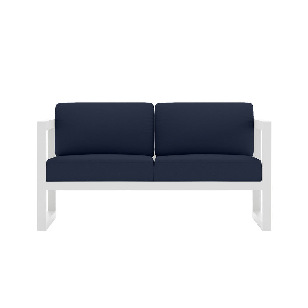 Avion Loveseat#Finish_White#Fabric_Spectrum Indigo