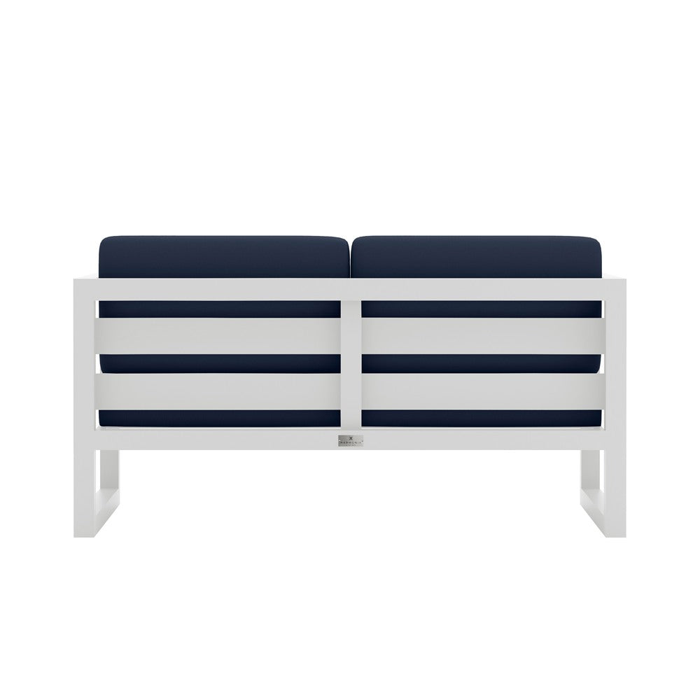 Avion Loveseat#Finish_White#Fabric_Spectrum Indigo