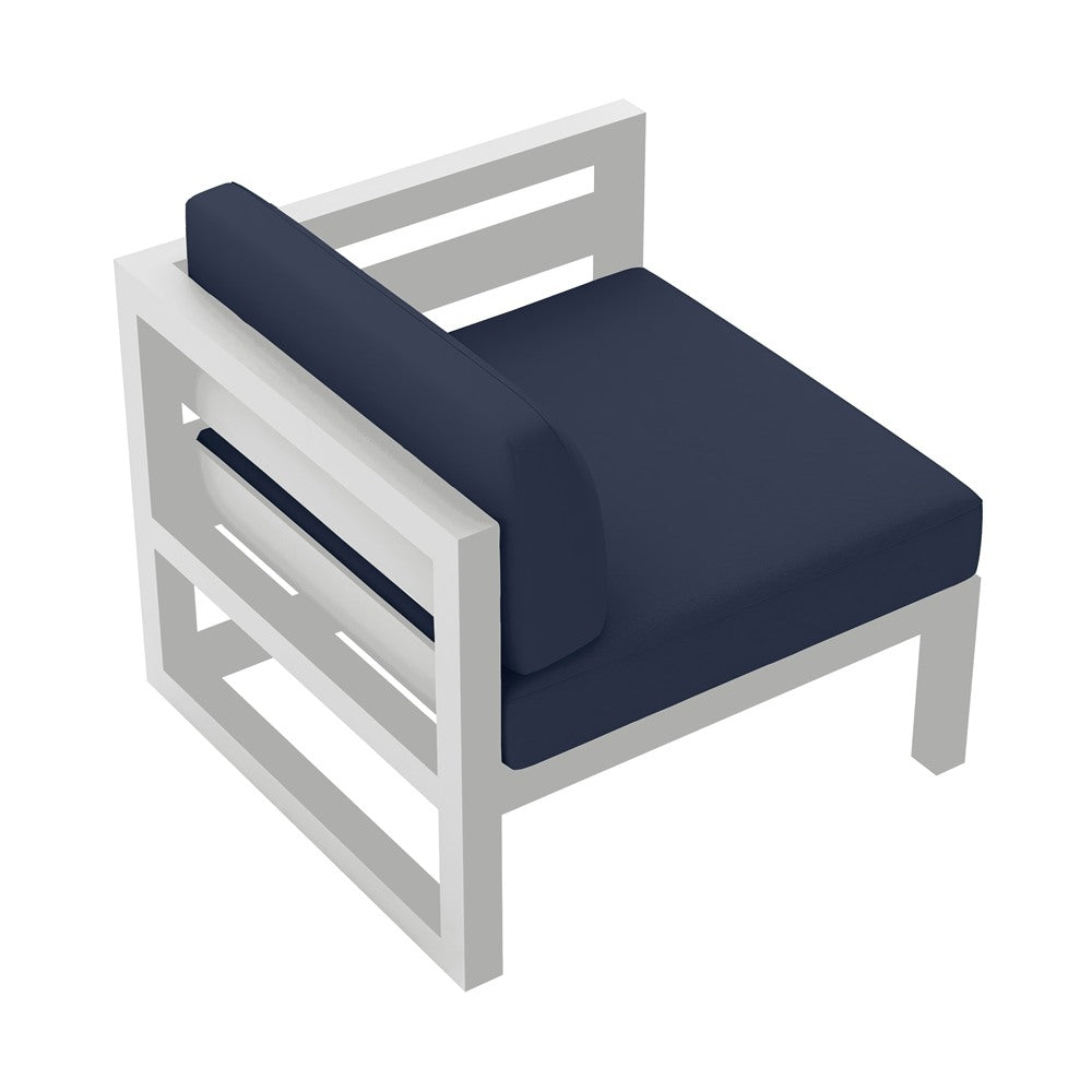 Avion Right Arm Section#Finish_White#Fabric_Spectrum Indigo