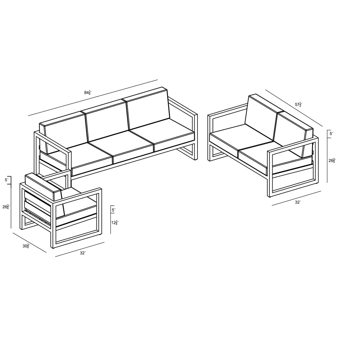 Avion 3 Piece Sofa Loveseat Set