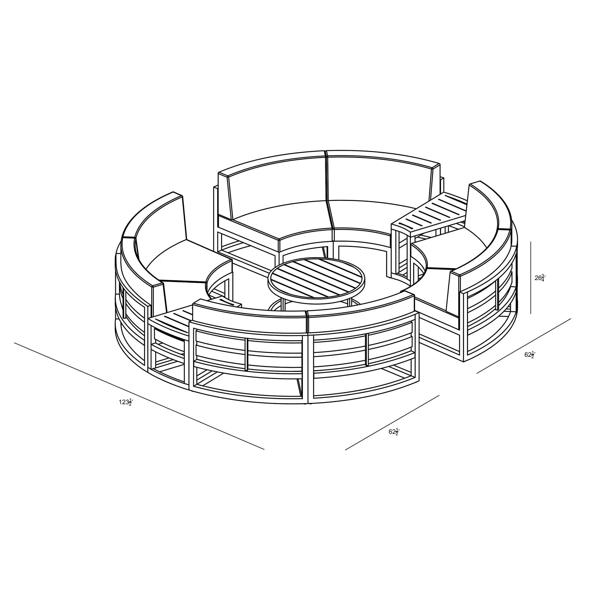Avion 7 Piece Curve Sectional Set