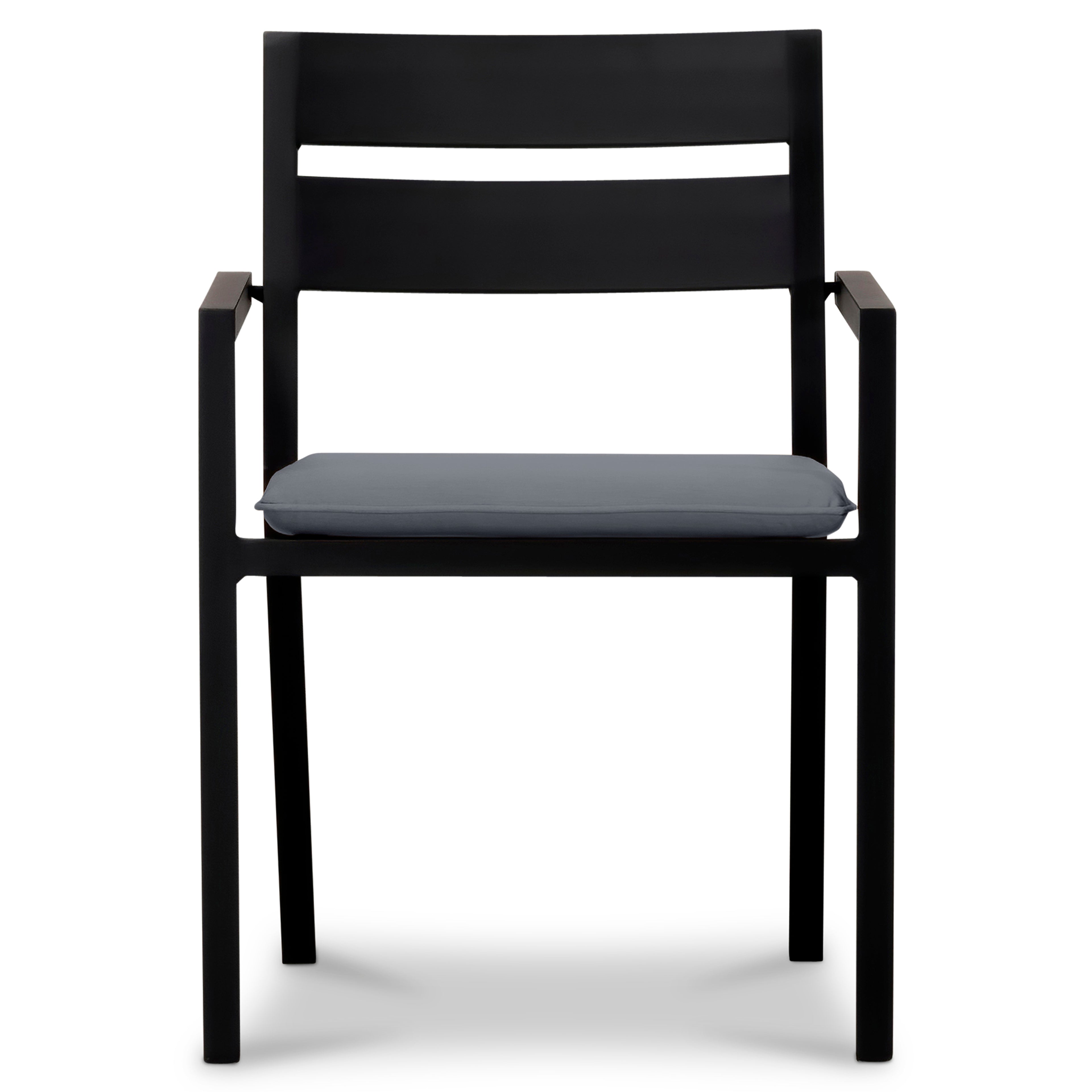 Pacifica 13 Piece Aluminum Extendable Dining Set#Finish_Black#Fabric_Canvas Charcoal