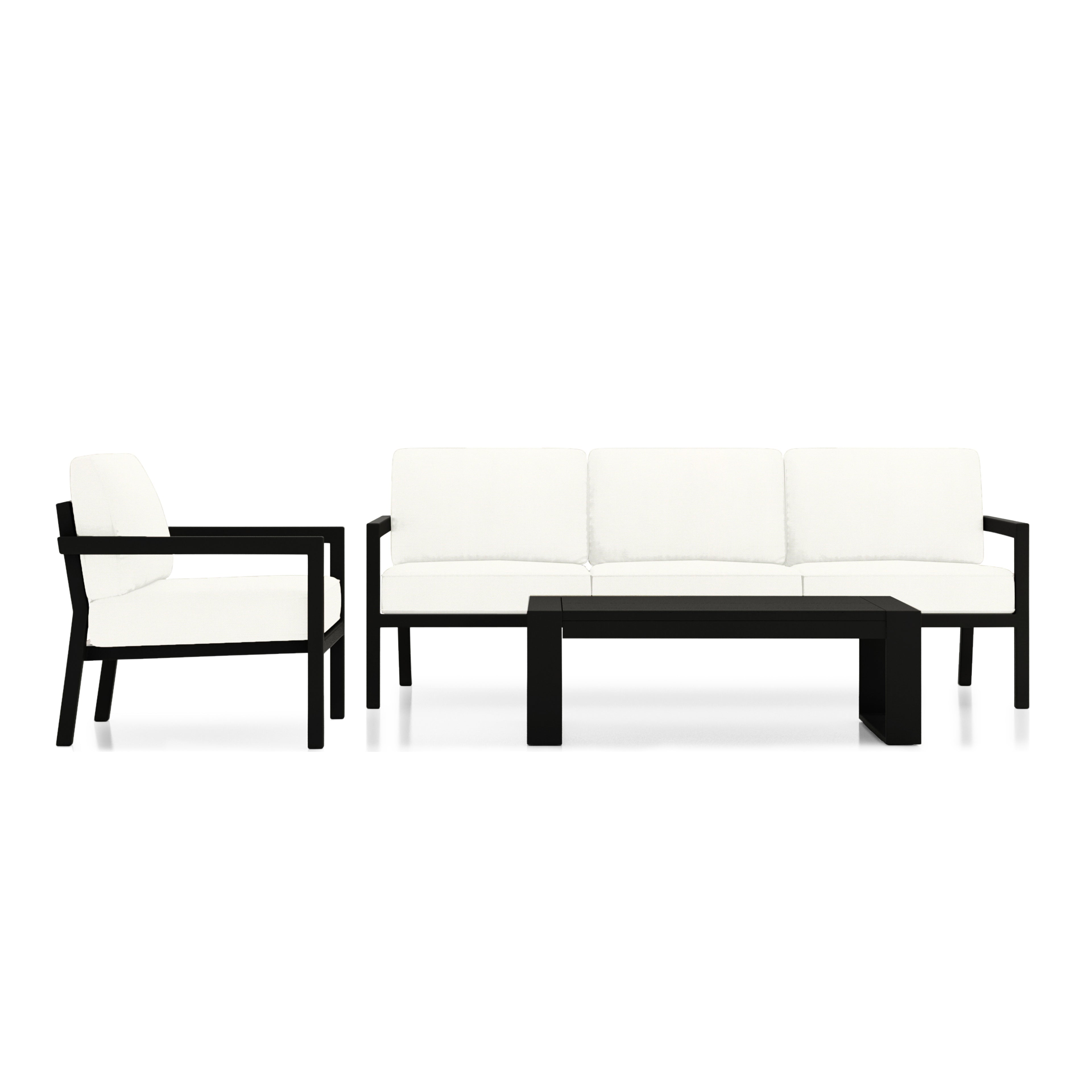 Pacifica 3 Piece Sofa Set#Finish_Black#Fabric_Canvas Natural