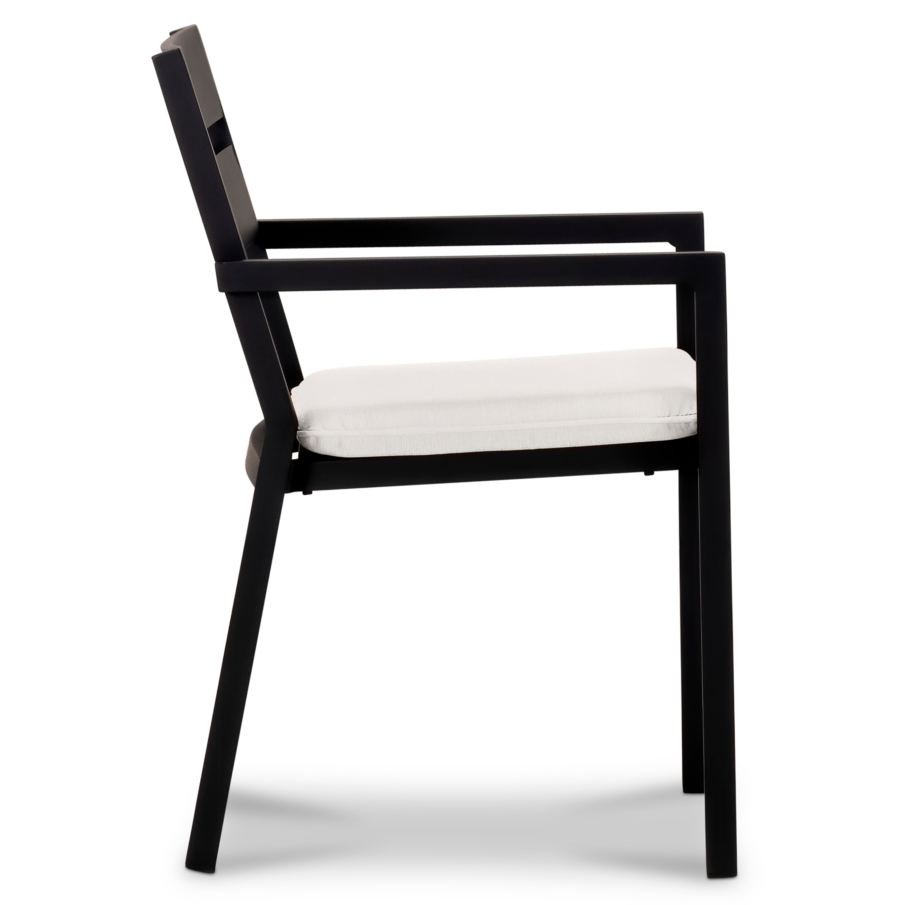 Pacifica Aluminum Dining Arm Chair#Finish_Black#Fabric_Canvas Natural
