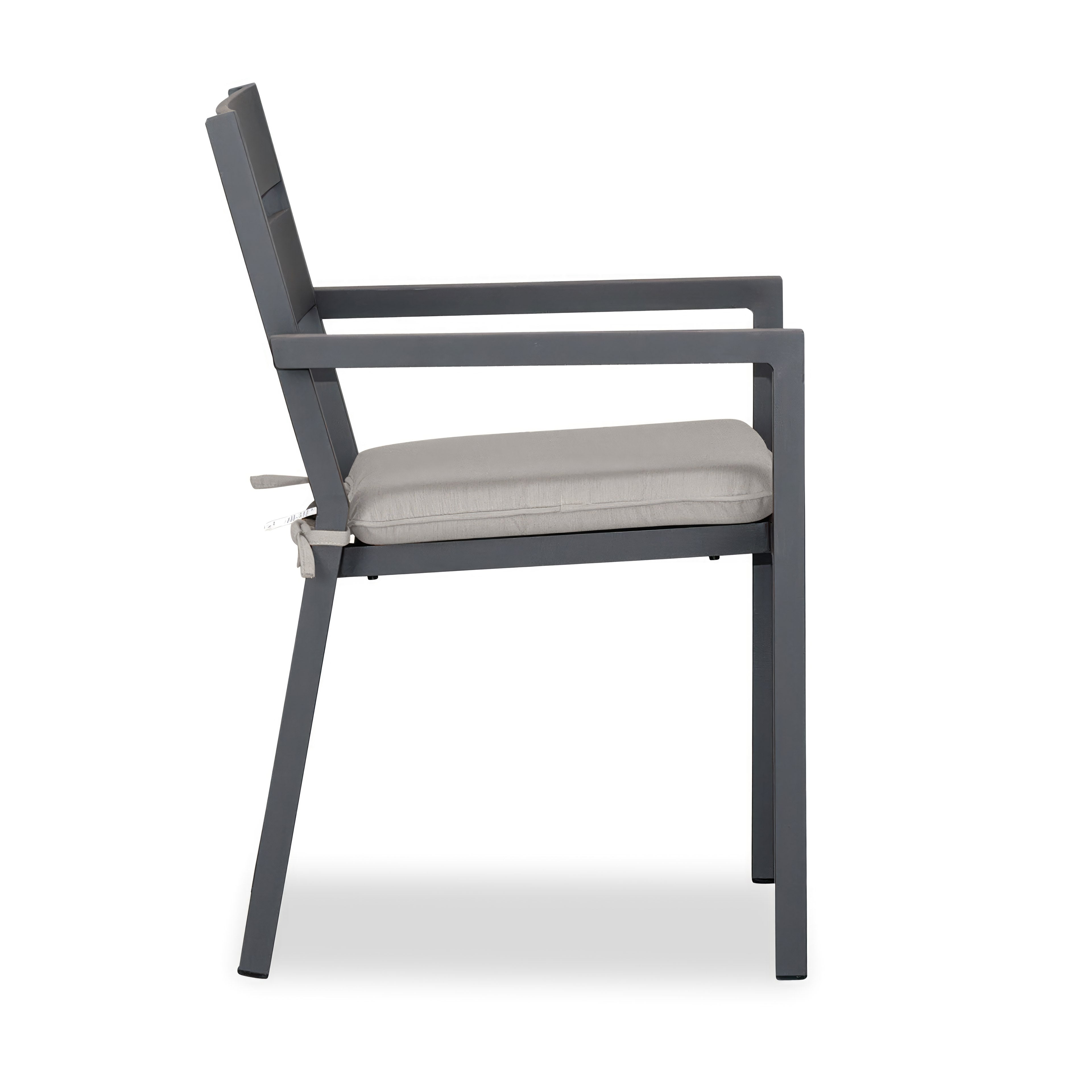 Pacifica Aluminum Dining Arm Chair#Finish_Slate#Fabric_Cast Silver