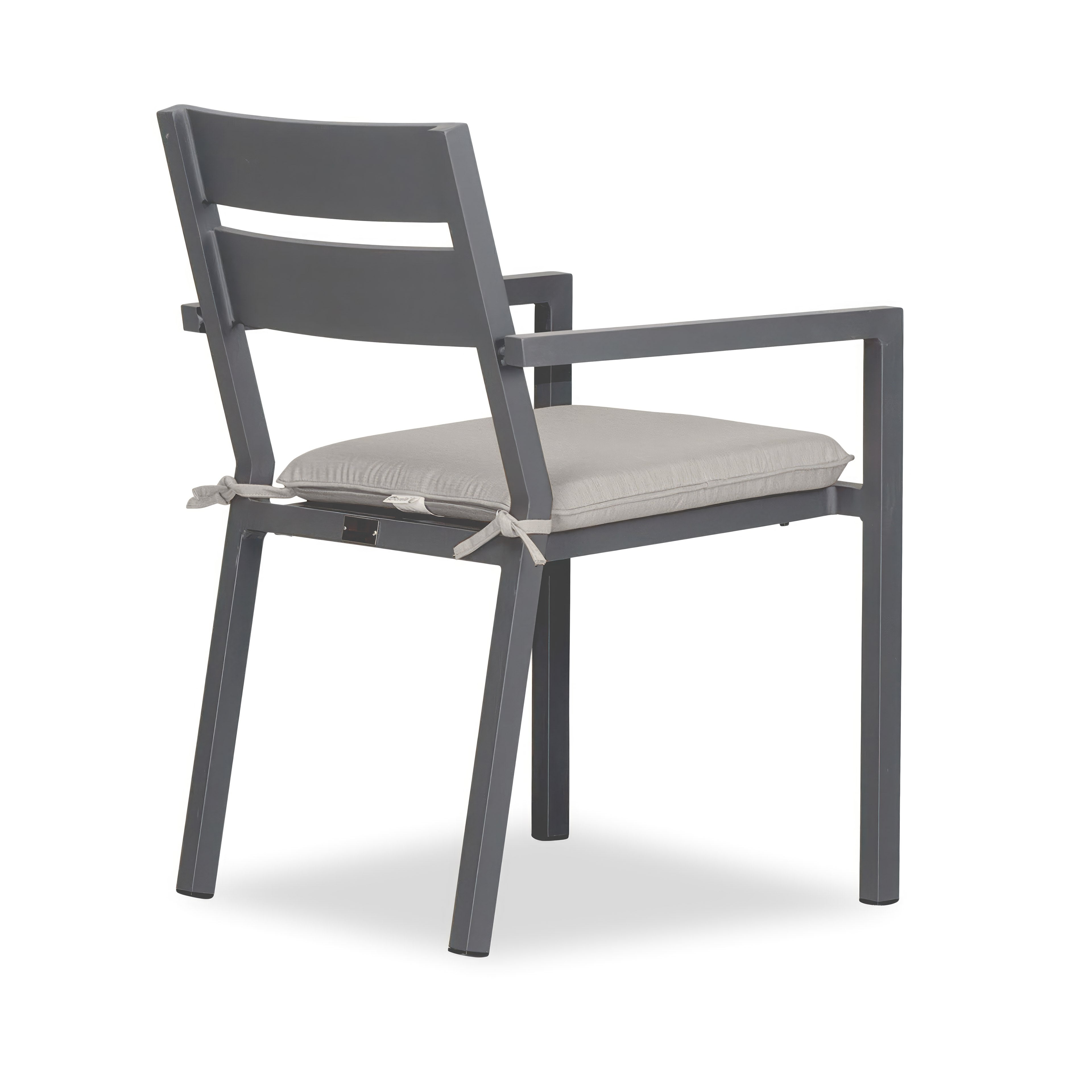 Pacifica Aluminum Dining Arm Chair#Finish_Slate#Fabric_Cast Silver