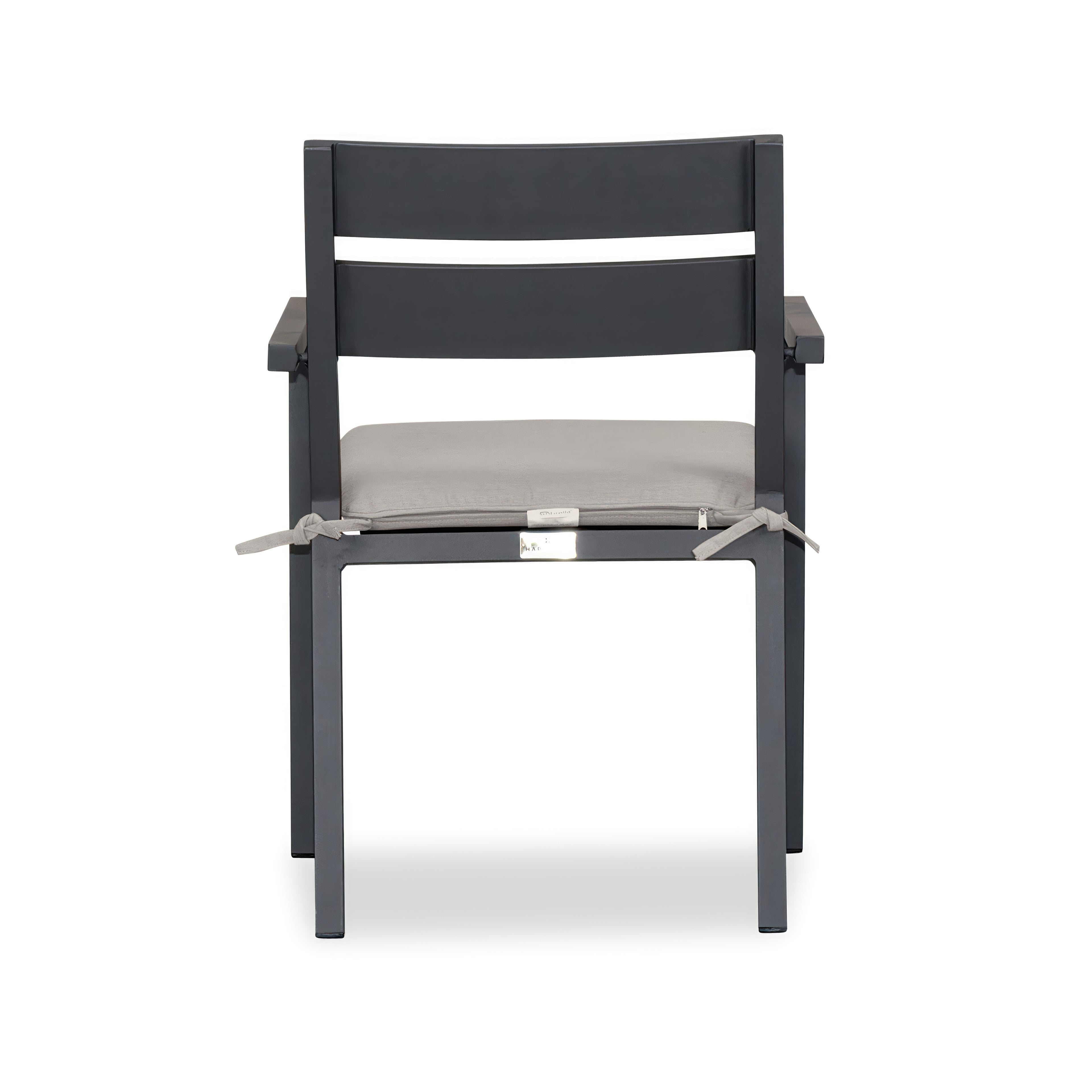 Pacifica Aluminum Dining Arm Chair#Finish_Slate#Fabric_Cast Silver